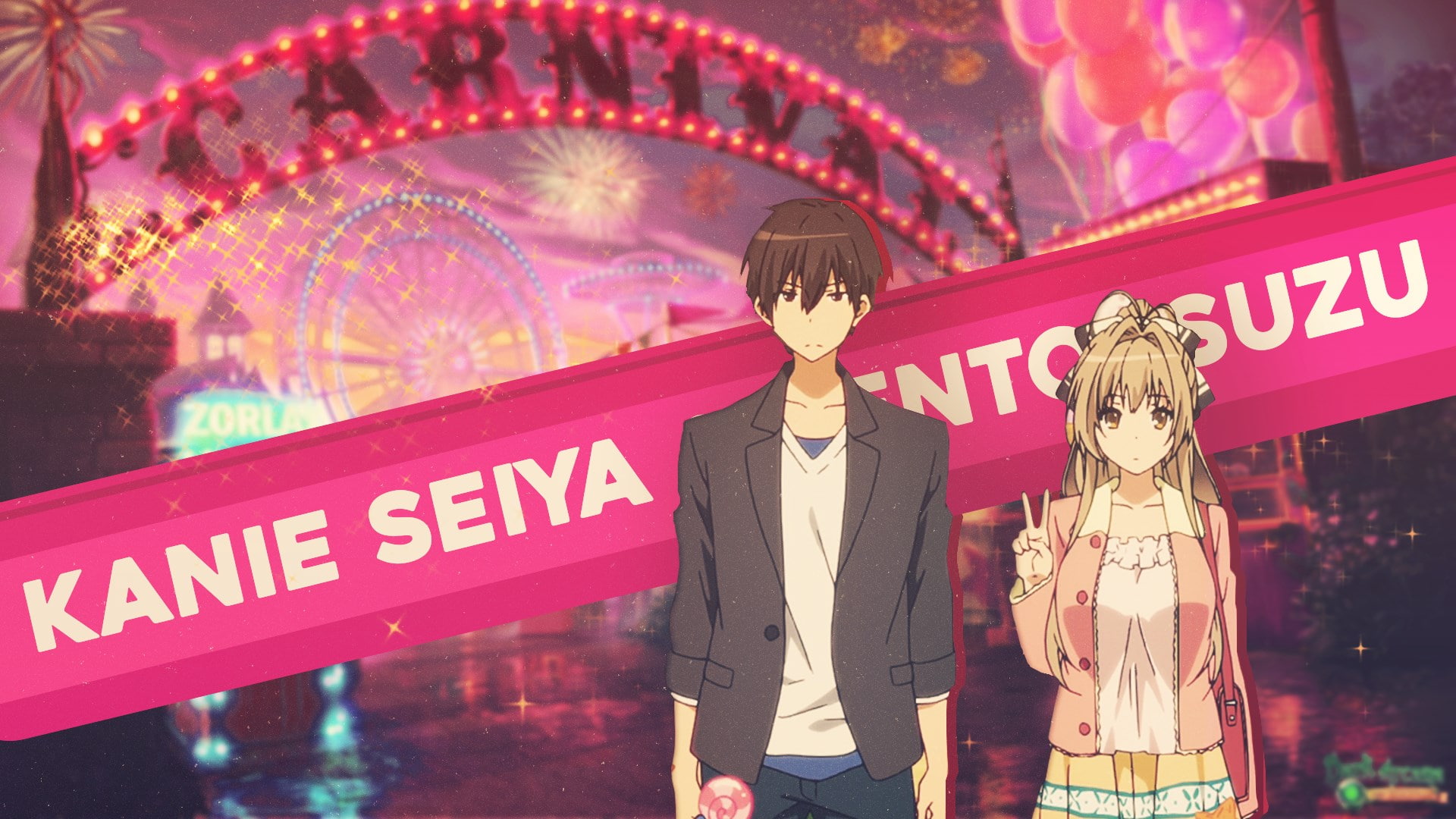 couple - relationship, men, amagi brilliant park, architecture, night, people, event, illuminated, togetherness, outdoors, city, amusement park, well-dressed, HD Wallpaper