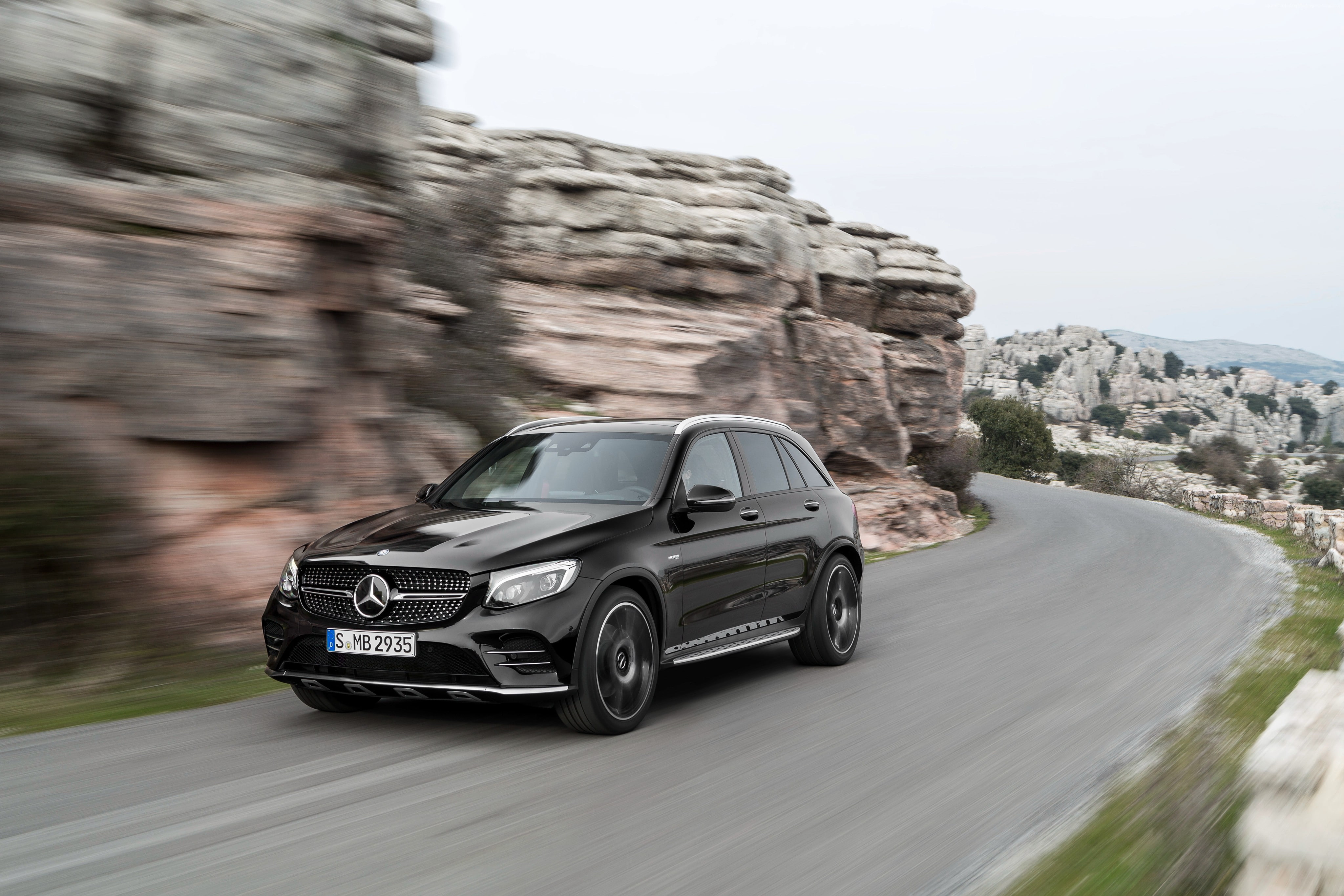 Mercedes-AMG GLC 43, black, 4MATIC (X253), crossover, NYIAS 2016, 4K, HD Wallpaper