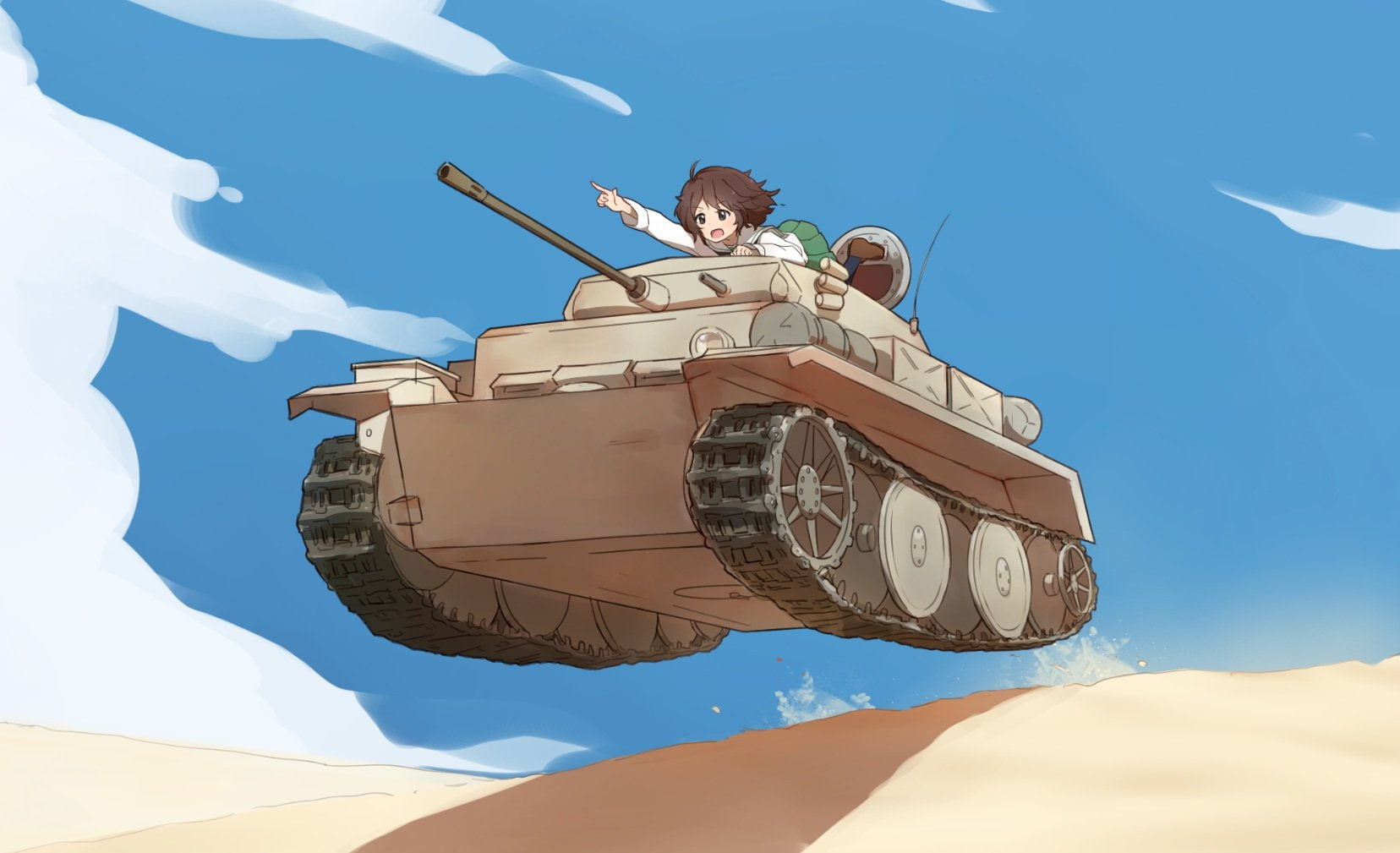 panzer, akiyama, 720P, und, (skyth), girls, yukari, vehicle, coupon, combat, HD Wallpaper