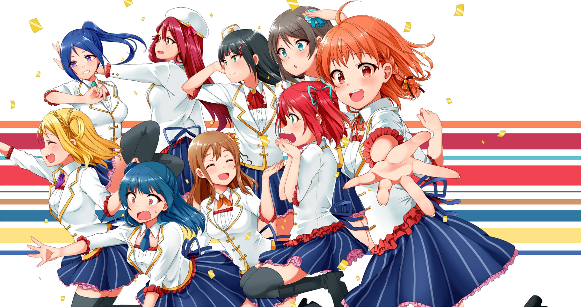 Ruby Kurosawa, Kanan Matsuura, Mari Ohara, 1080P, You Watanabe, Hanamaru Kunikida, Riko Sakurauchi, Chika Takami, Anime, Yoshiko Tsushima, Dia Kurosawa, HD Wallpaper