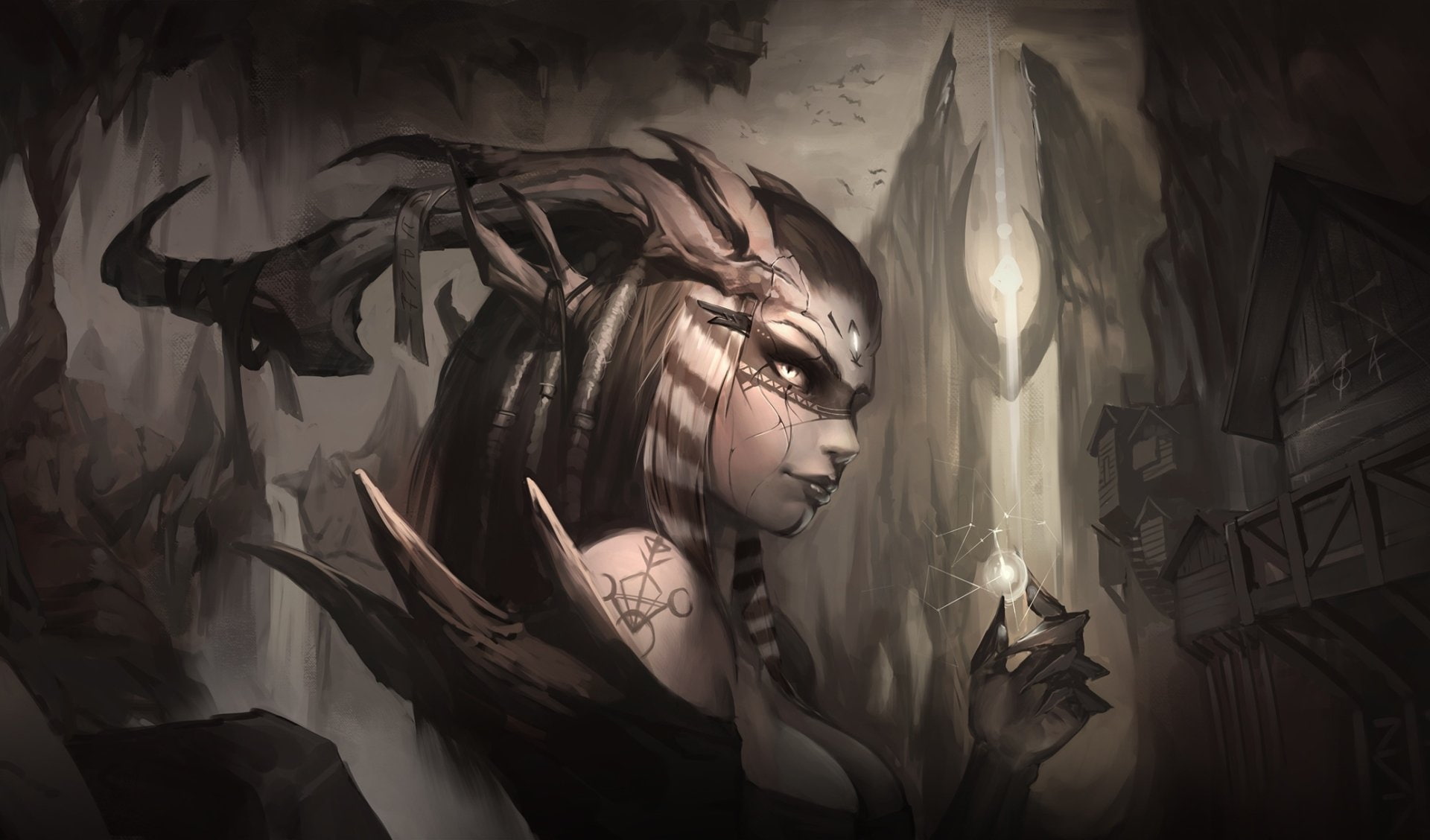 Demon, Horns, Girl, Woman, 1080P, Dark, HD Wallpaper