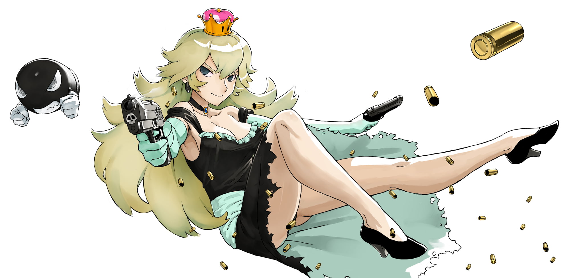 gun, Super Mario Bros., 1080P, bullet, super crown, Bowsette, princess, HD Wallpaper