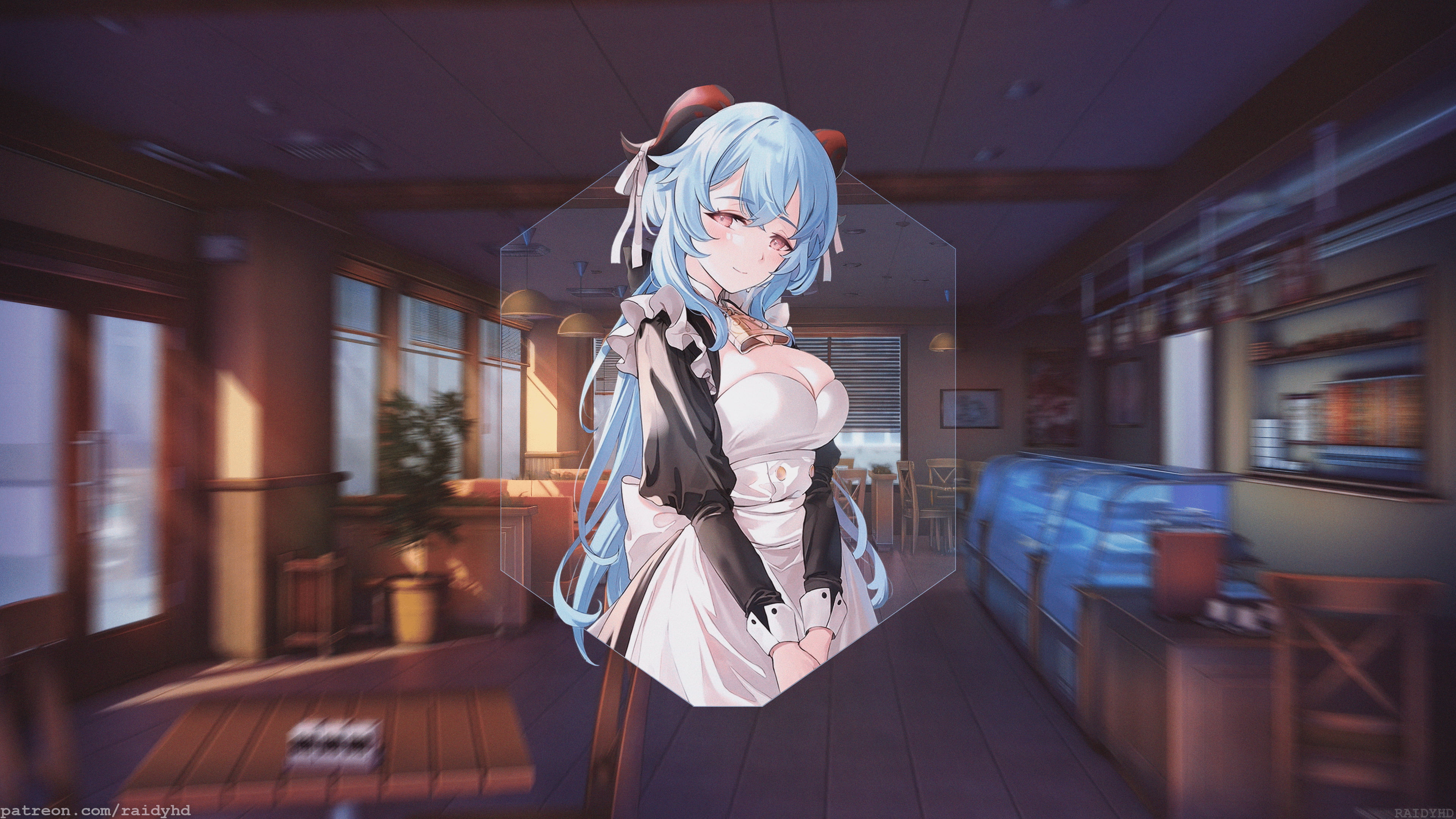 picture-in-picture, 4K, Genshin Impact, Ganyu (Genshin Impact), anime girls, anime, Genshin, HD Wallpaper