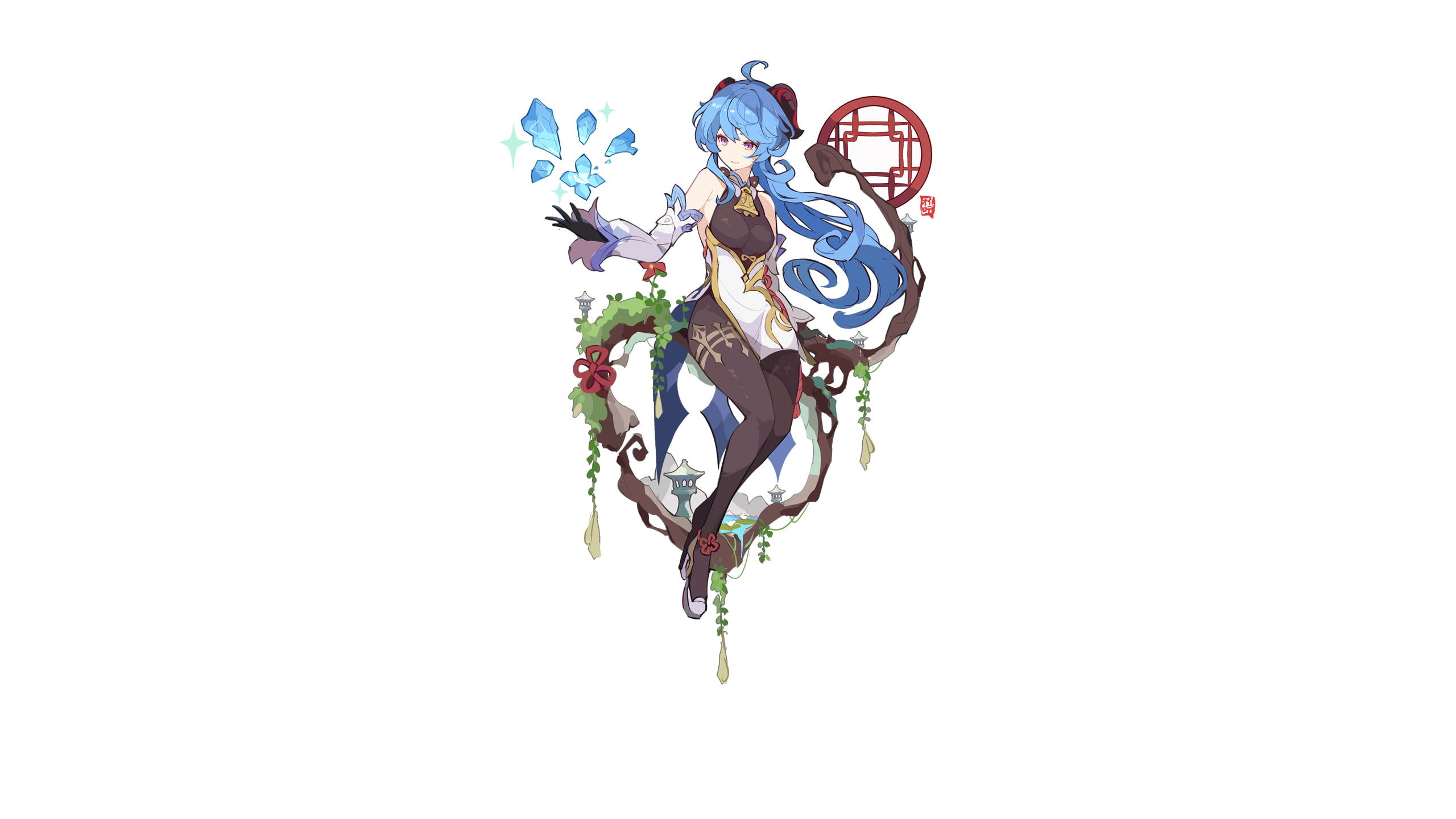2K, anime, horns, Ganyu (Genshin Impact), Genshin, blue hair, Genshin Impact, ideolo, HD Wallpaper