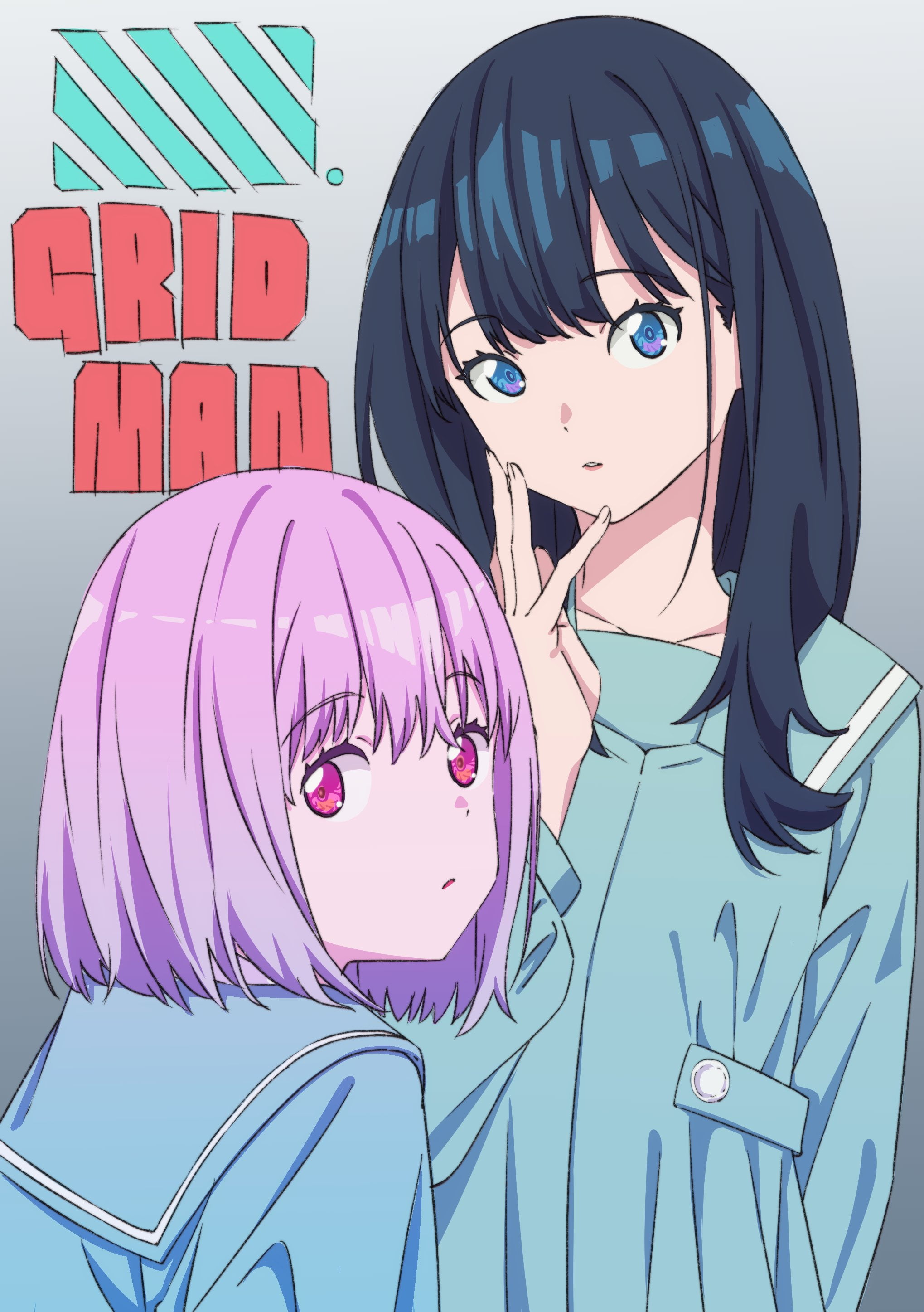 SSSS.GRIDMAN, Shinjou Akane, anime, Takarada Rikka, anime girls, 2K, Phone HD Wallpaper