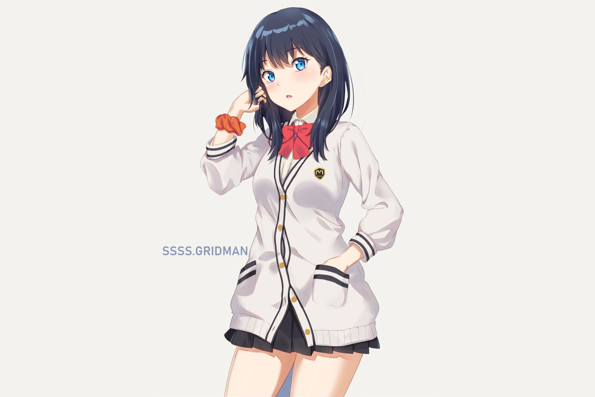 simple background, Takarada Rikka, SSSS.GRIDMAN, 1080P, anime girls, simple, anime, HD Wallpaper