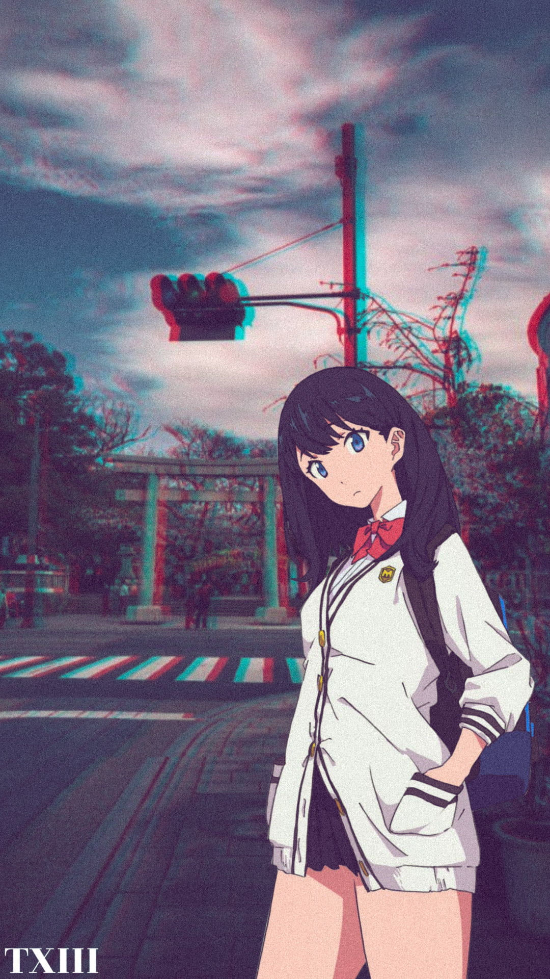 anime, anime girls, SSSS.GRIDMAN, 1080P, dark hair, Takarada Rikka, urban, Phone HD Wallpaper