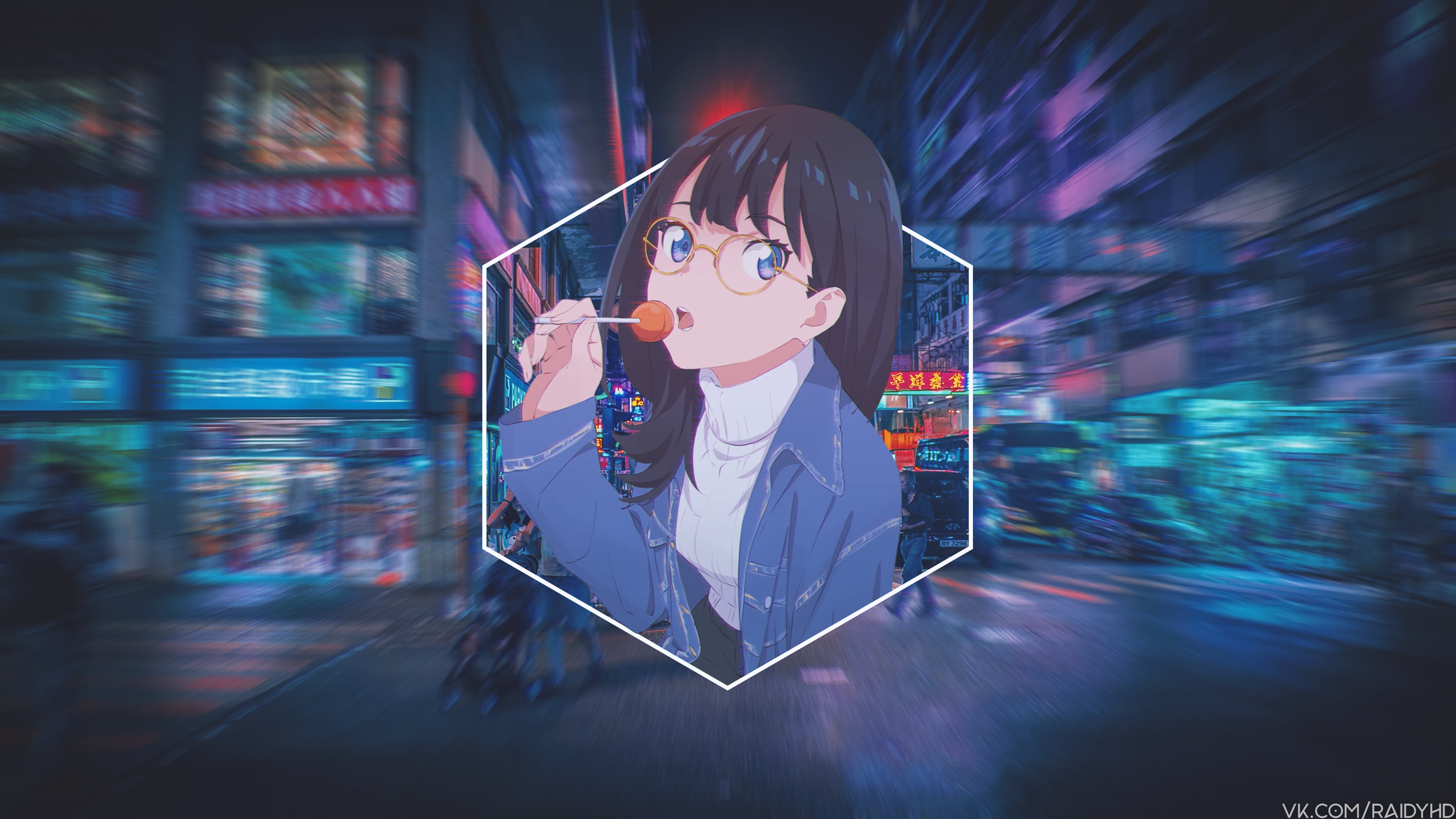 anime girls, 4K, Takarada Rikka, SSSS.GRIDMAN, anime, picture-in-picture, HD Wallpaper