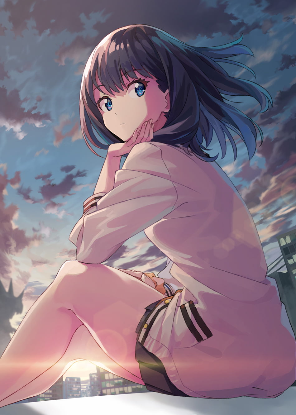 blue eyes, Takarada Rikka, anime girls, SSSS.GRIDMAN, anime, 720P, Phone HD Wallpaper