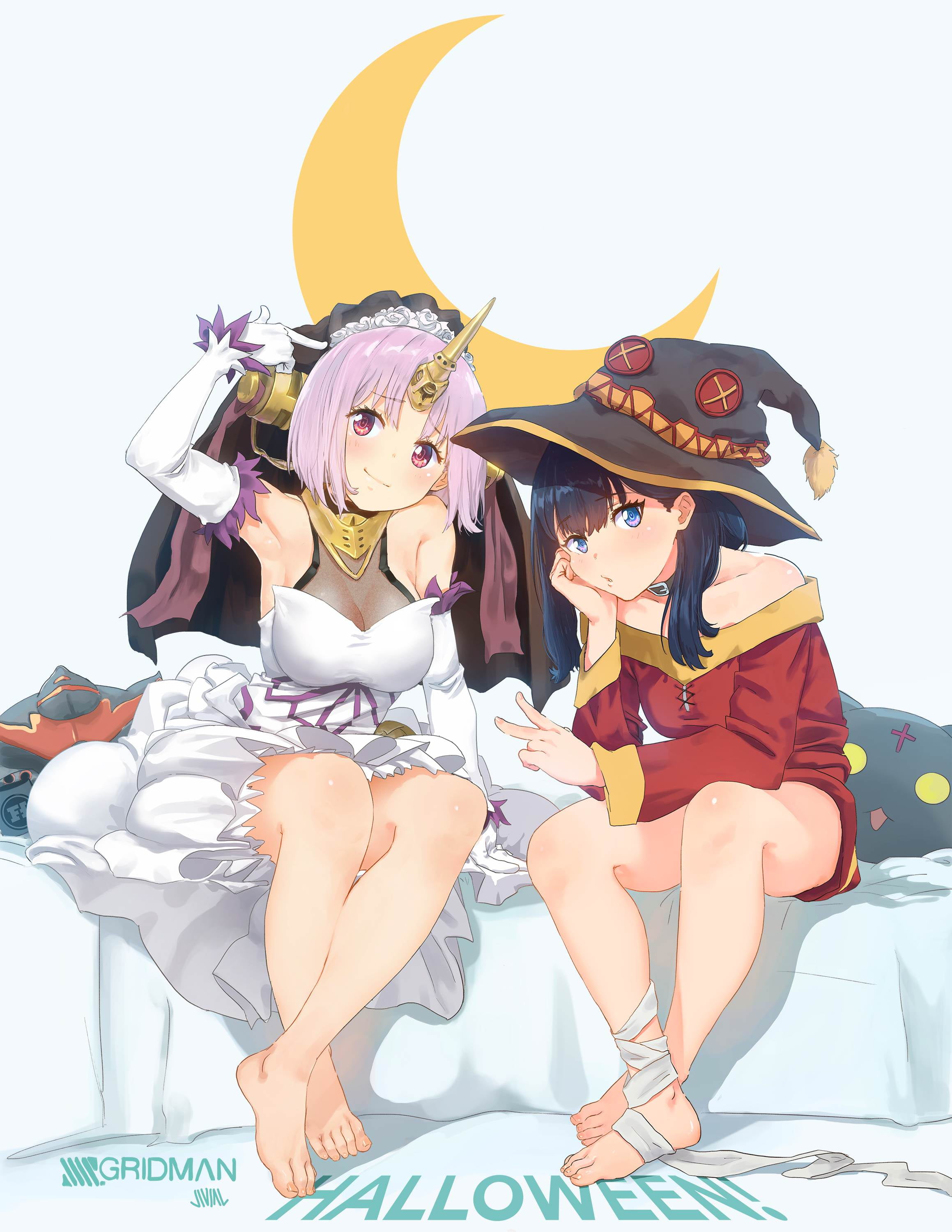 cosplay, Takarada Rikka, crossover, 2K, Frankenstein (Fate/Apocrypha), Fate/Apocrypha, SSSS.GRIDMAN, Kono Subarashii Sekai ni Shukufuku wo!, Shinjou Akane, Phone HD Wallpaper
