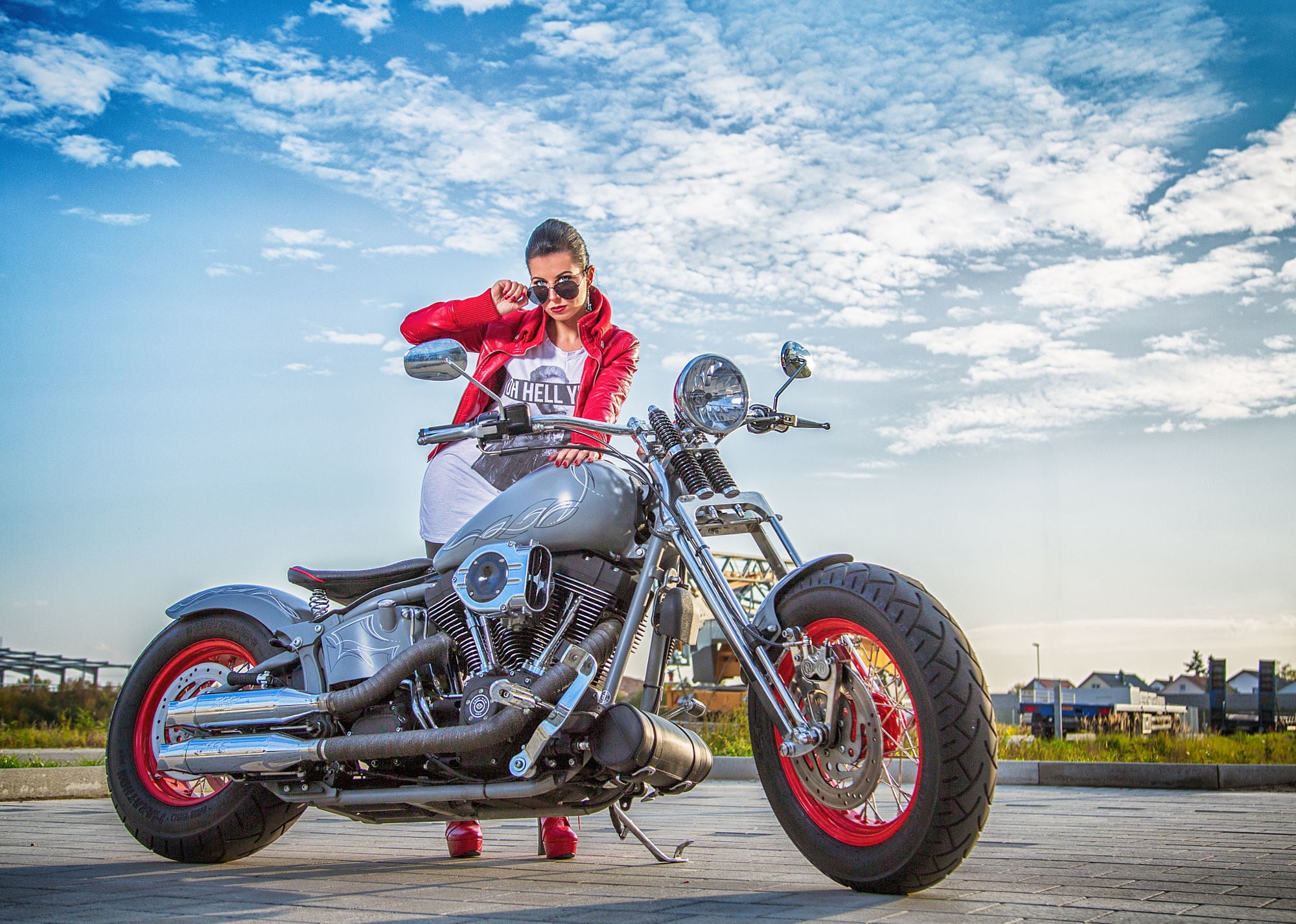 sitting, transportation, helmet, Harley Davidson, sky, motorcycle, nature, real people, freedom, cloud - sky, riding, model, outdoors, adult, one person, HD Wallpaper