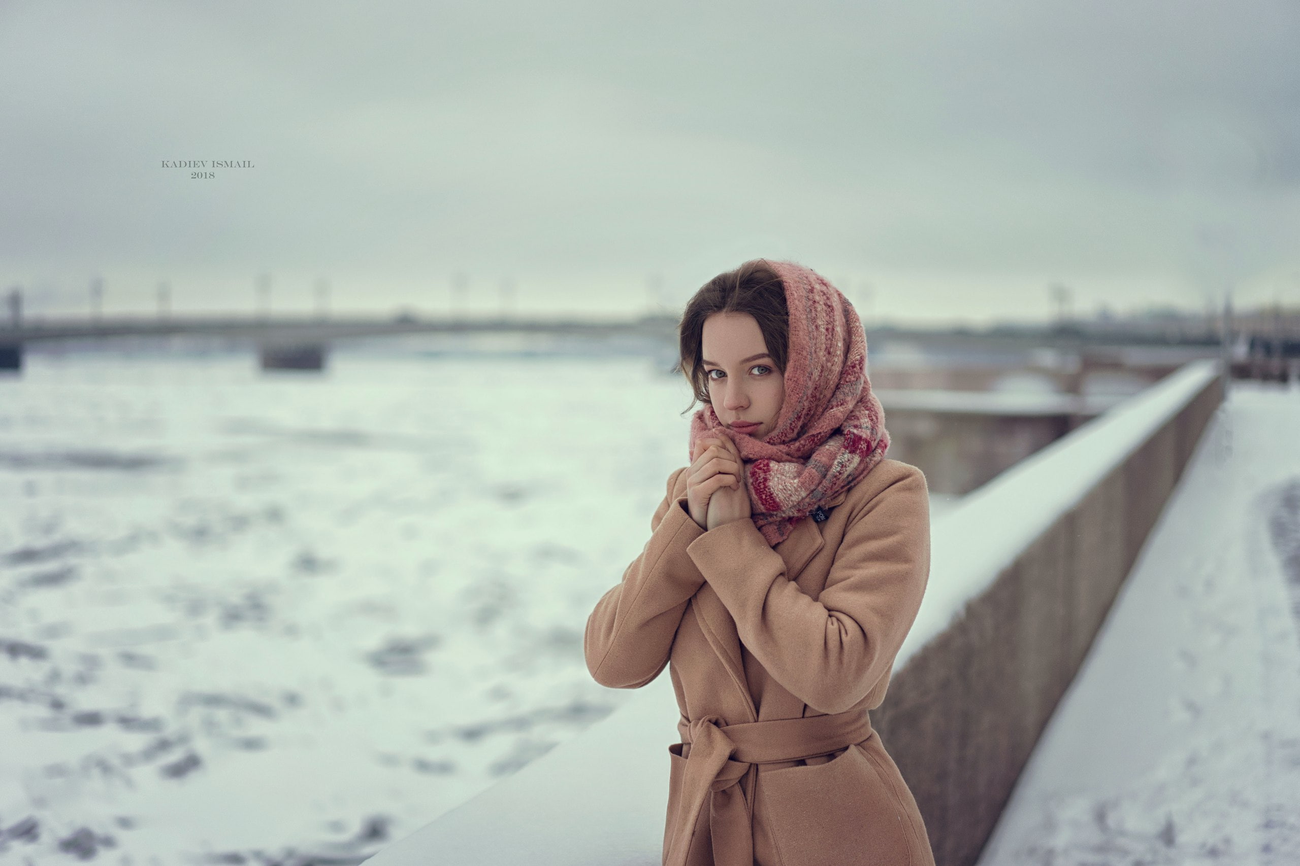 women, women outdoors, winter, Kadiev Ismail, coats, cold, 2K, HD Wallpaper
