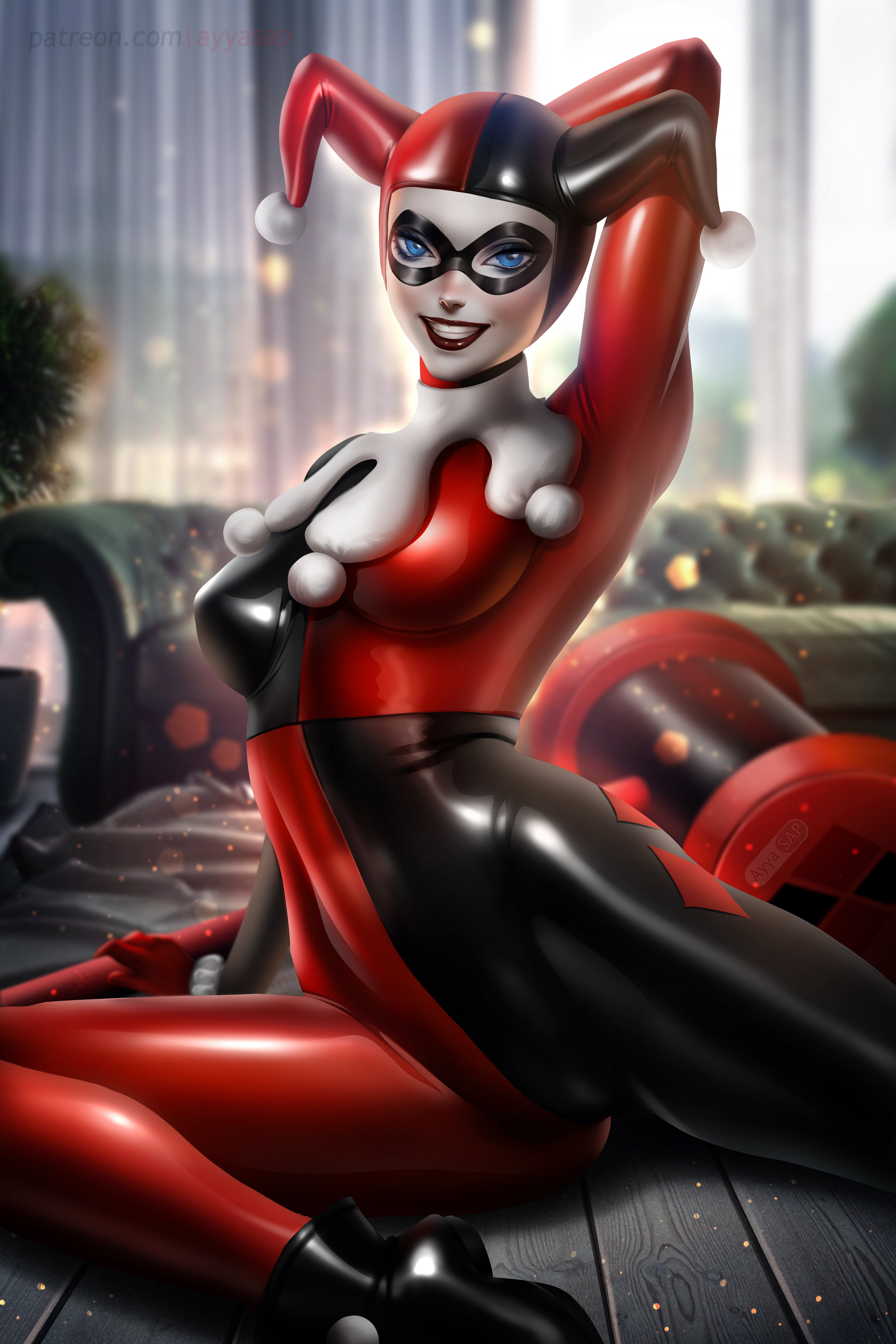 Harley Quinn, women, digital art, Ayya Saparniyazova, AyyaSAP, 4K, fan art, artwork, illustration, DC Comics, Phone HD Wallpaper