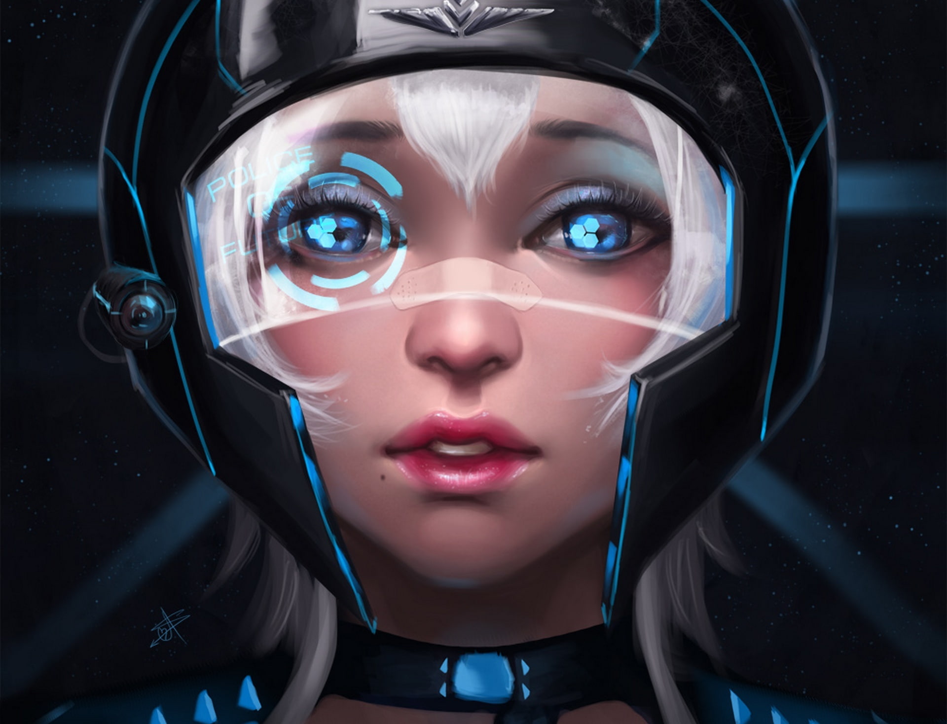 1080P, mole, ayyasap, helmet, girl, art, police, HD Wallpaper