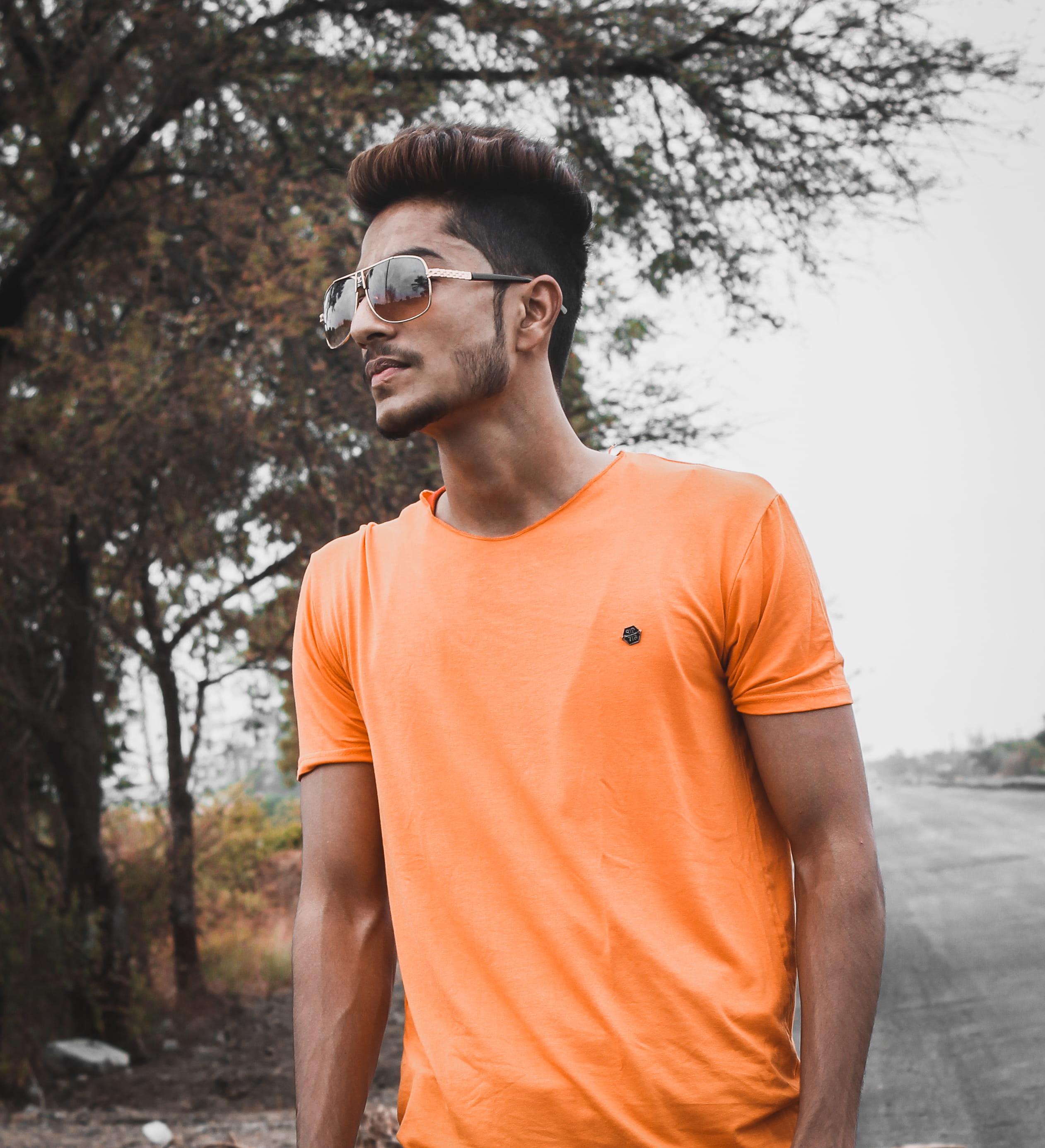 leisure, male, orange, facial hair, hair style, hairstyle, look, lifestyles, fine-looking, real people, front view, casual clothing, guy, outerwear, man, Phone HD Wallpaper