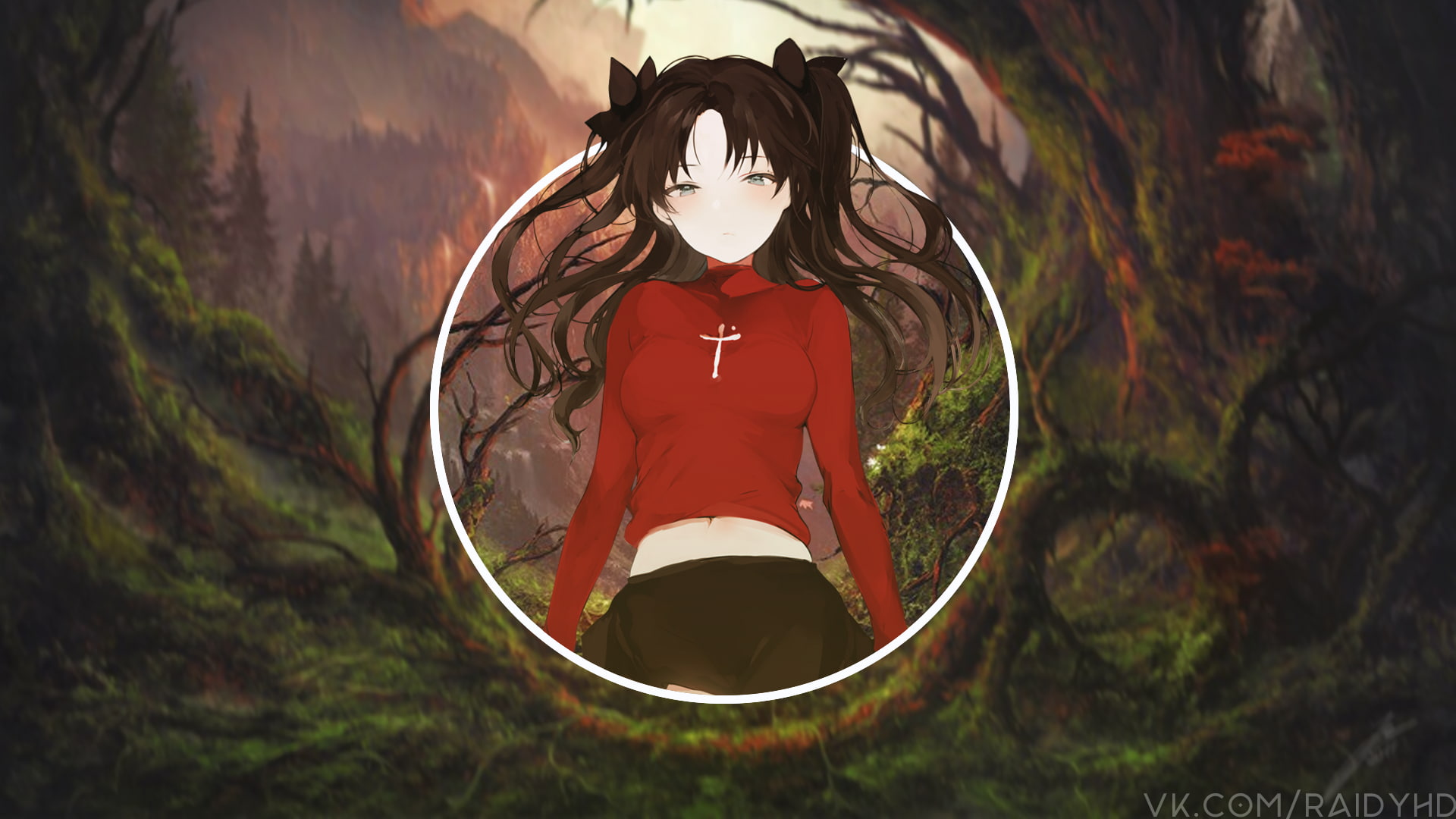 Fate Series, plant, land, leisure activity, front view, anime, shape, geometric shape, picture-in-picture, grass, circle, women, focus on foreground, anime girls, HD Wallpaper