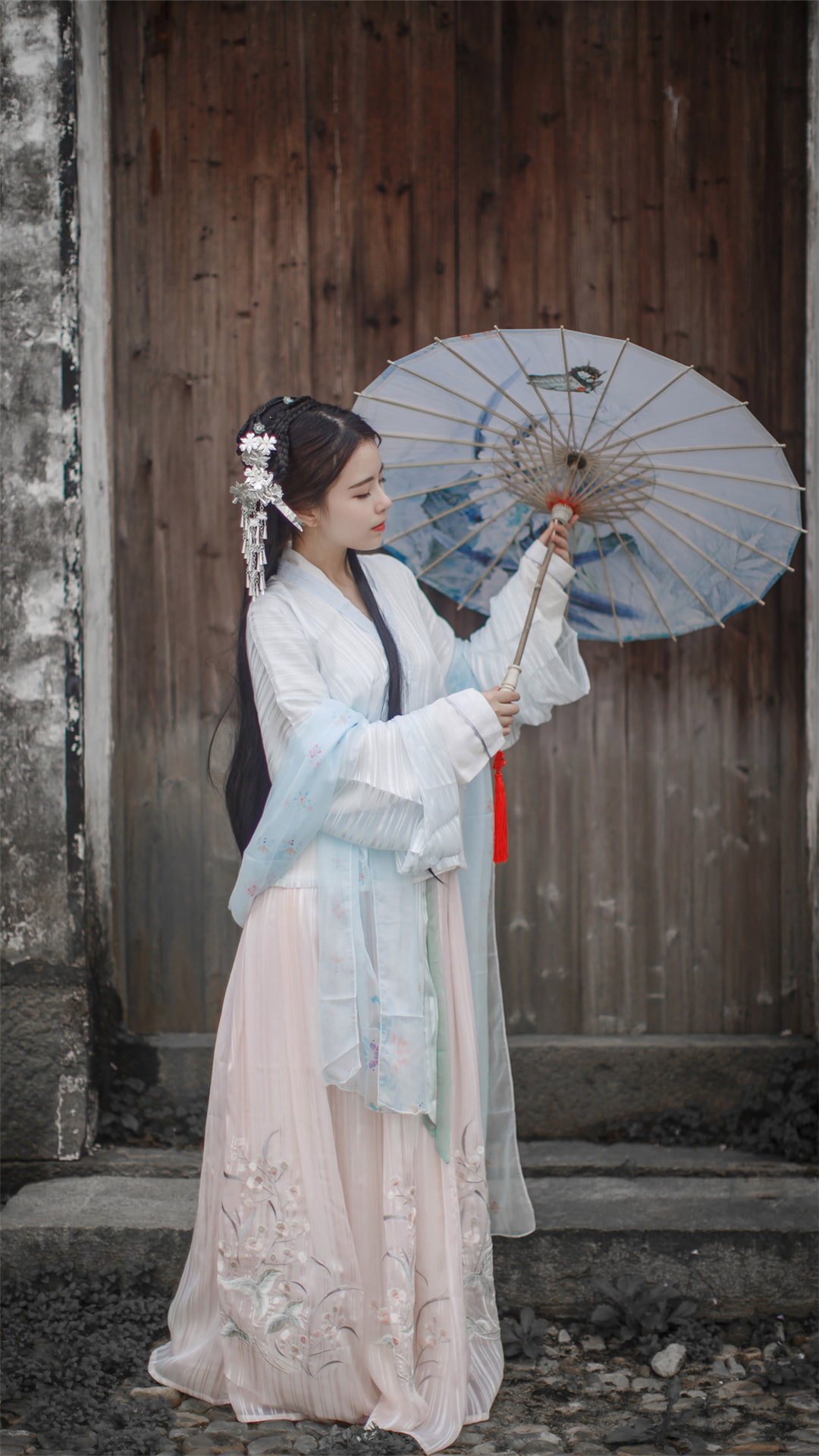 hanfu, brunette, women, Asian, 1080P, Phone HD Wallpaper