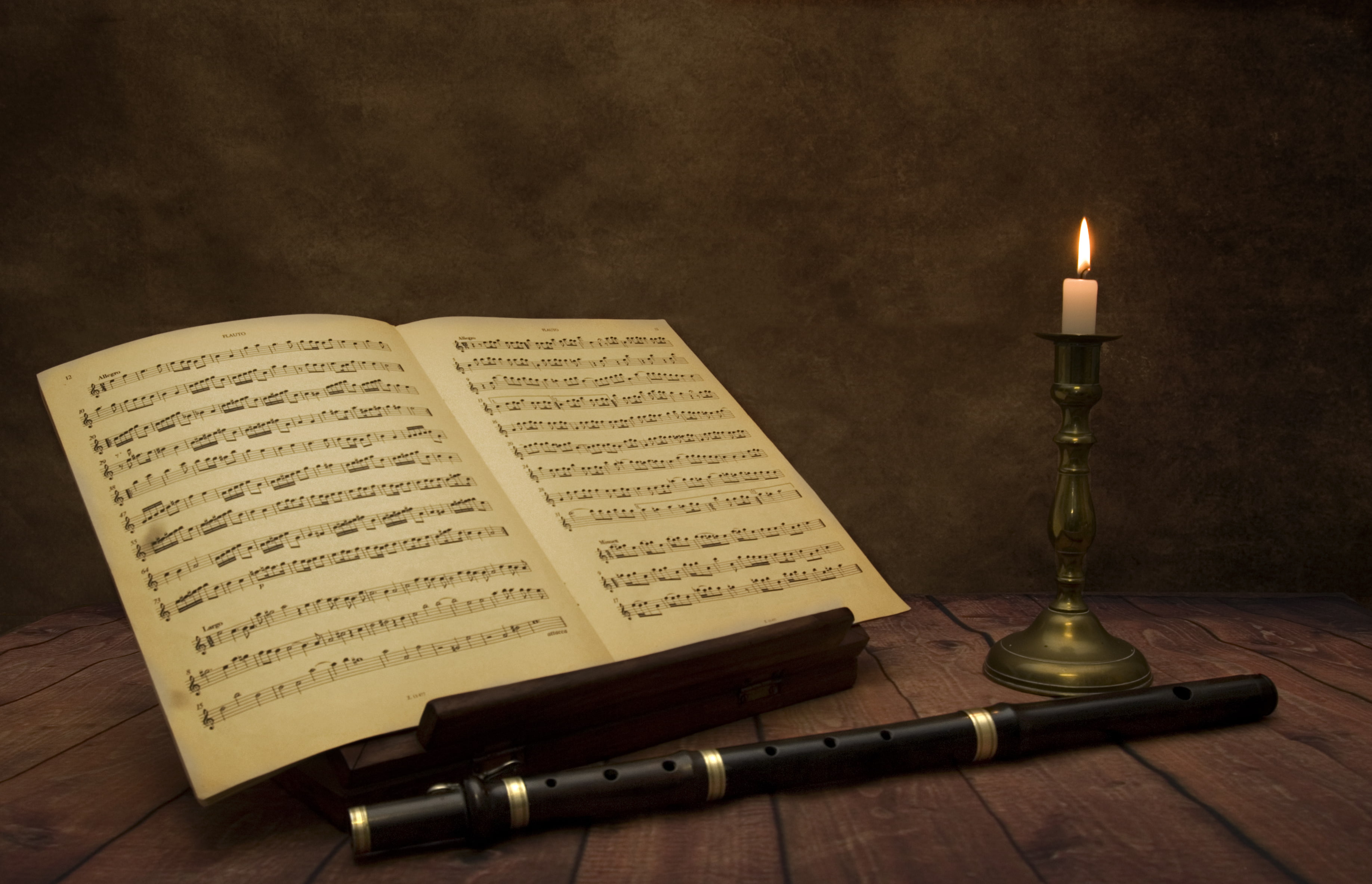 candles, music, 2K, flute, notes, HD Wallpaper