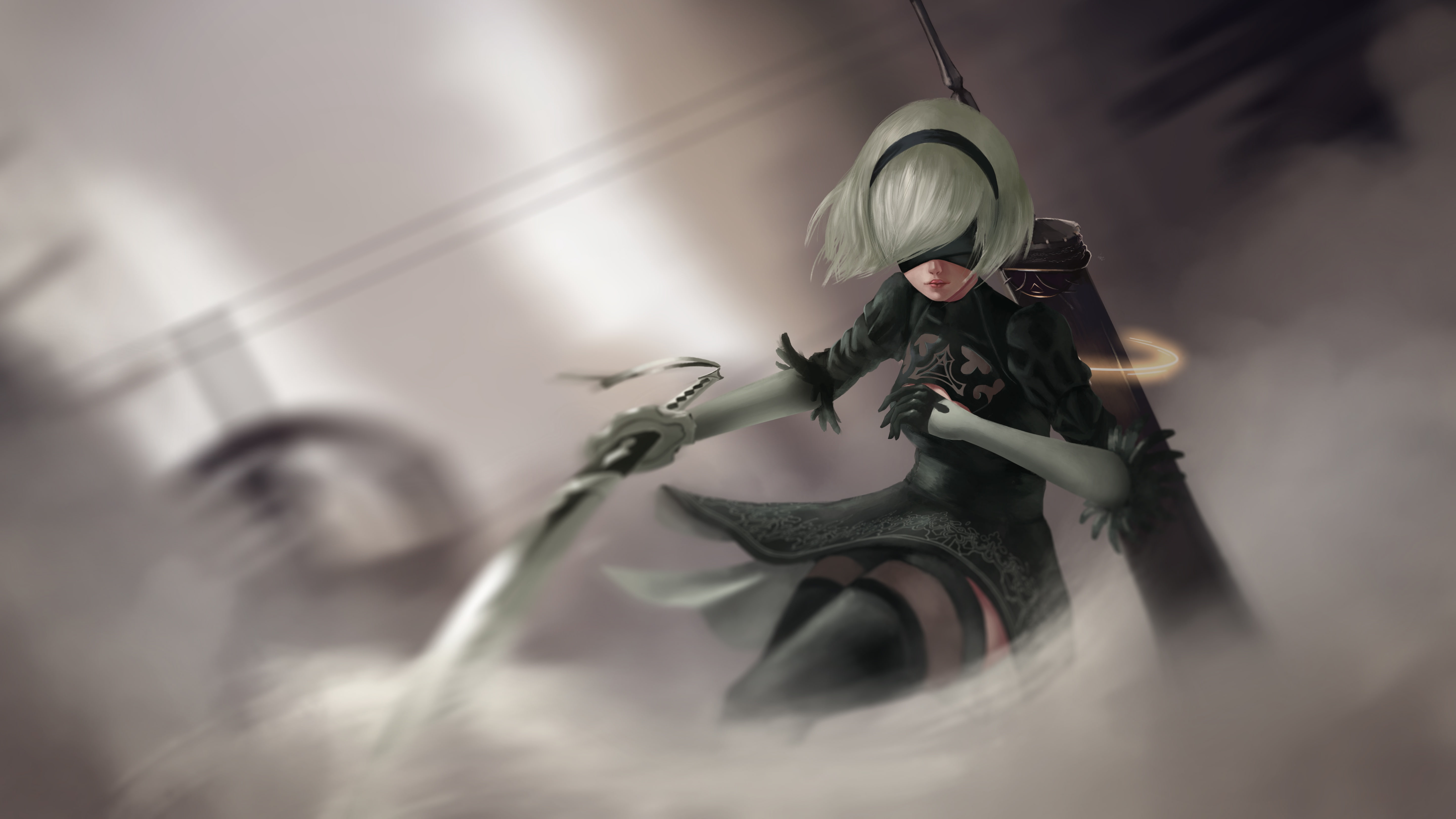 YoRHa No.2 Type B, nier, sword, NieR: Automata, girl, 5K, cyborg, art, HD Wallpaper