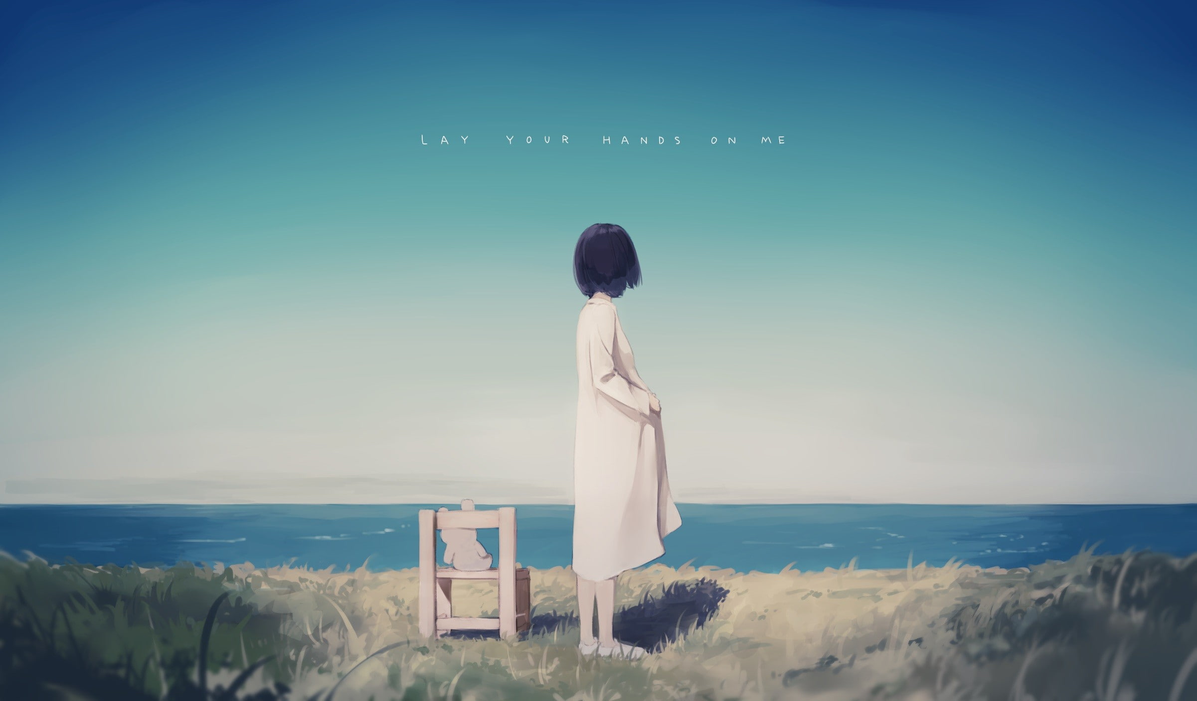 teddy bears, 1080P, dress, Kiznaiver, black hair, sky, sea, HD Wallpaper
