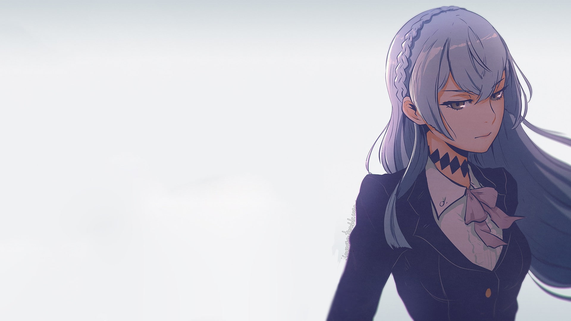 purple, anime girls, 1080P, white hair, Sonozaki Noriko, anime, solo, Kiznaiver, HD Wallpaper