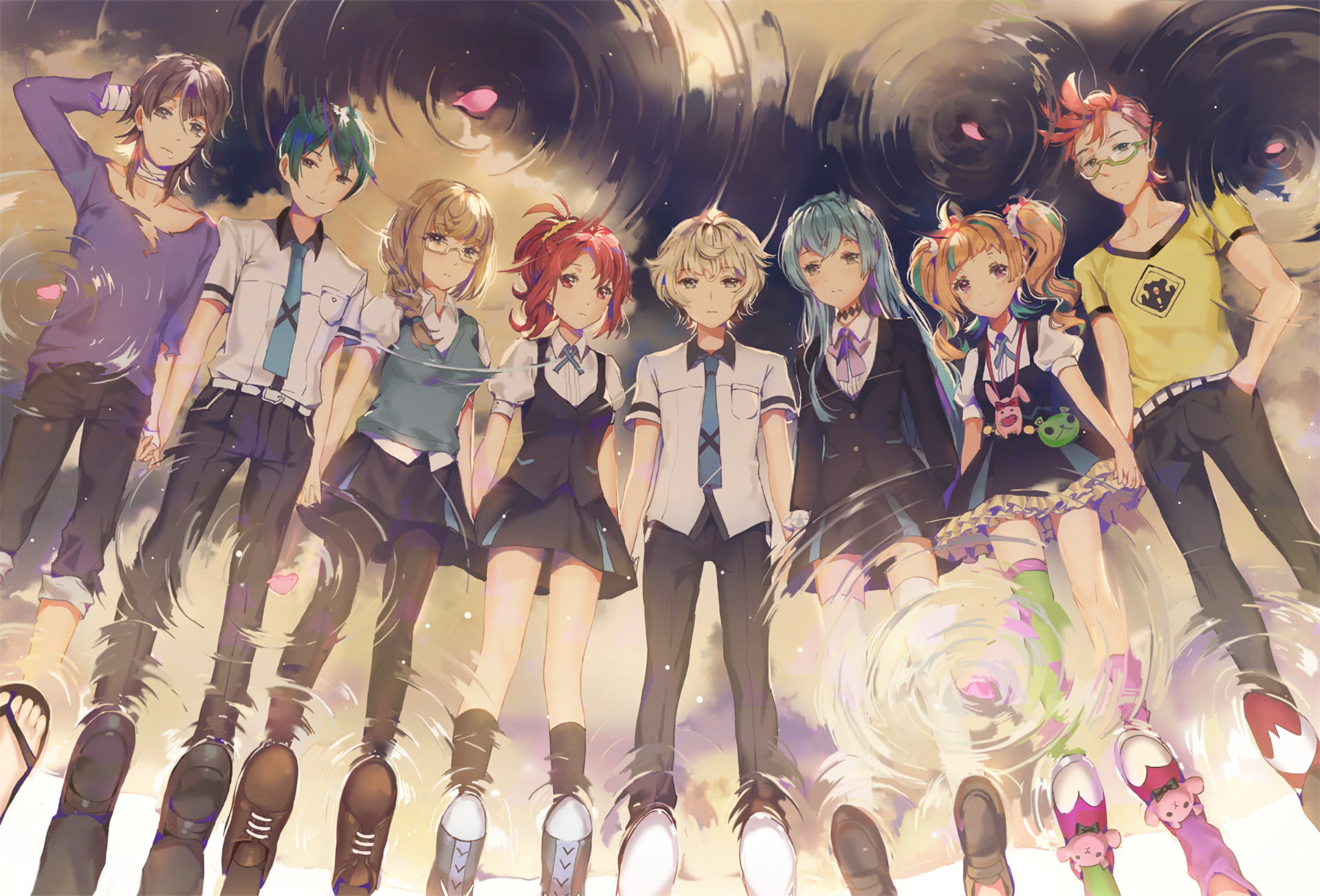music, variation, crowd, side by side, indoors, group of people, in a row, girls, 1080P, large group of objects, Noriko Sonozaki, Niko Niiyama, retail, HD Wallpaper