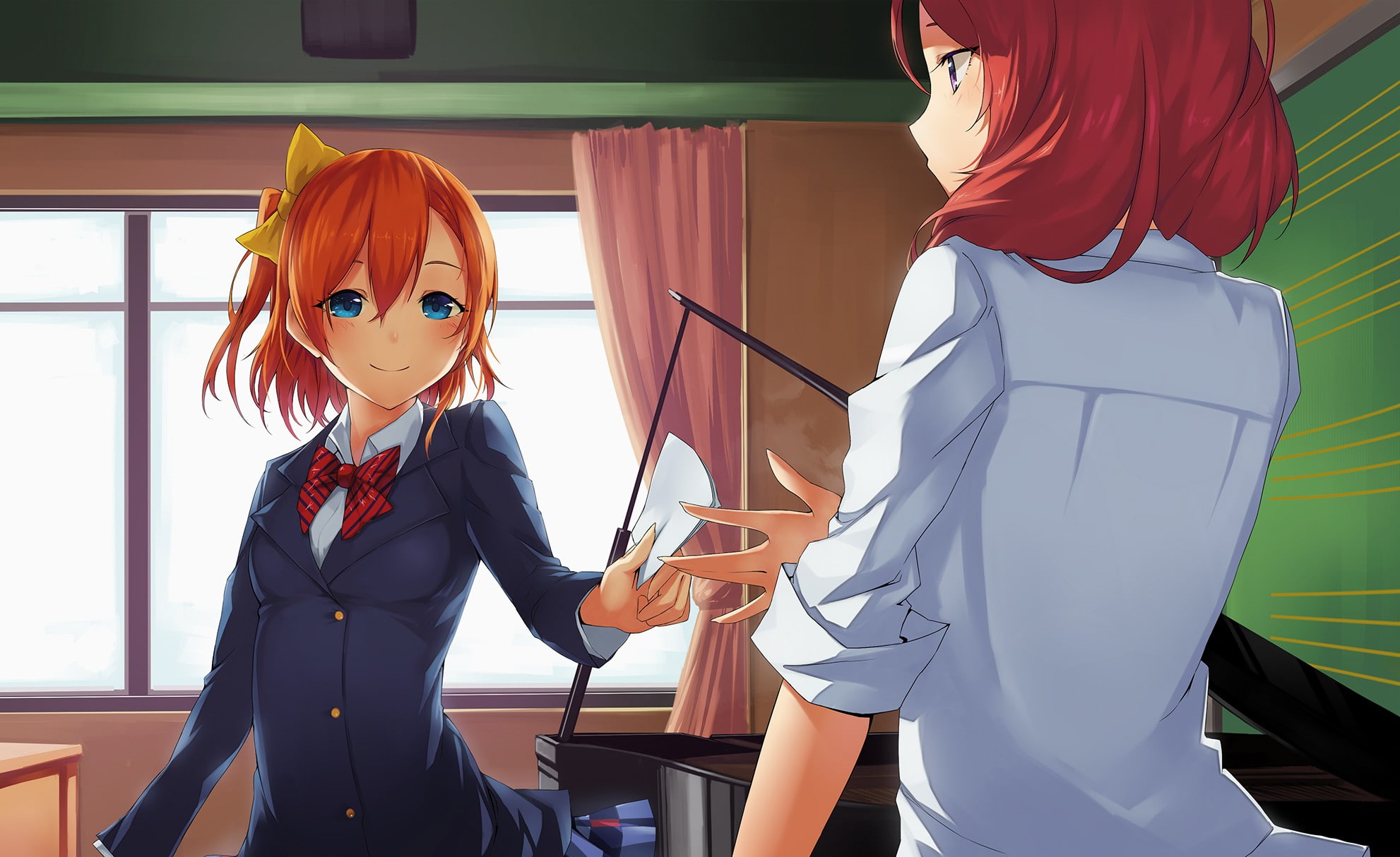 Kousaka Honoka, anime girls, anime, 1080P, Love Live!, school uniform, Nishikino Maki, redhead, HD Wallpaper