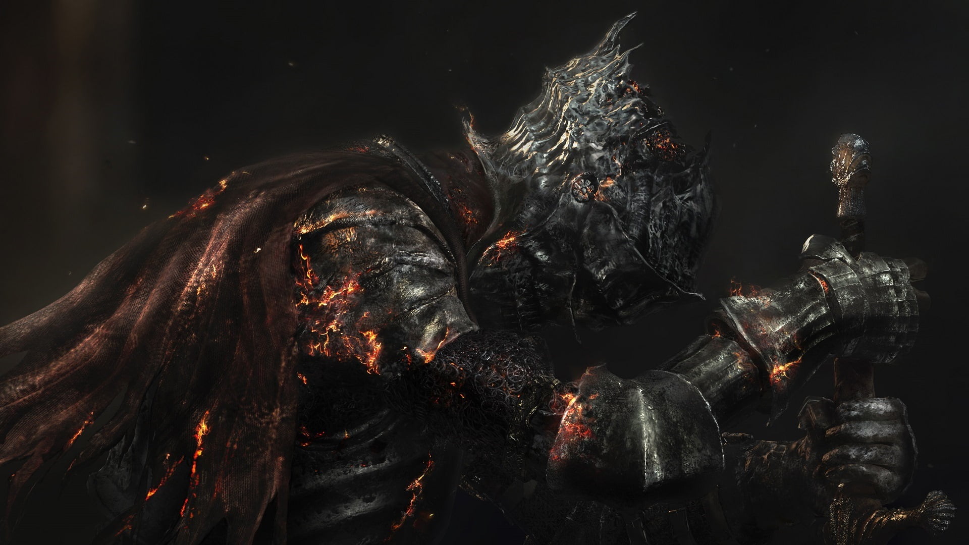 motion, Namco Bandai Games, flame, heat - Temperature, glowing, From Software, Dark Souls 3, nature, hell, knight, illuminated, creativity, color Image, HD Wallpaper