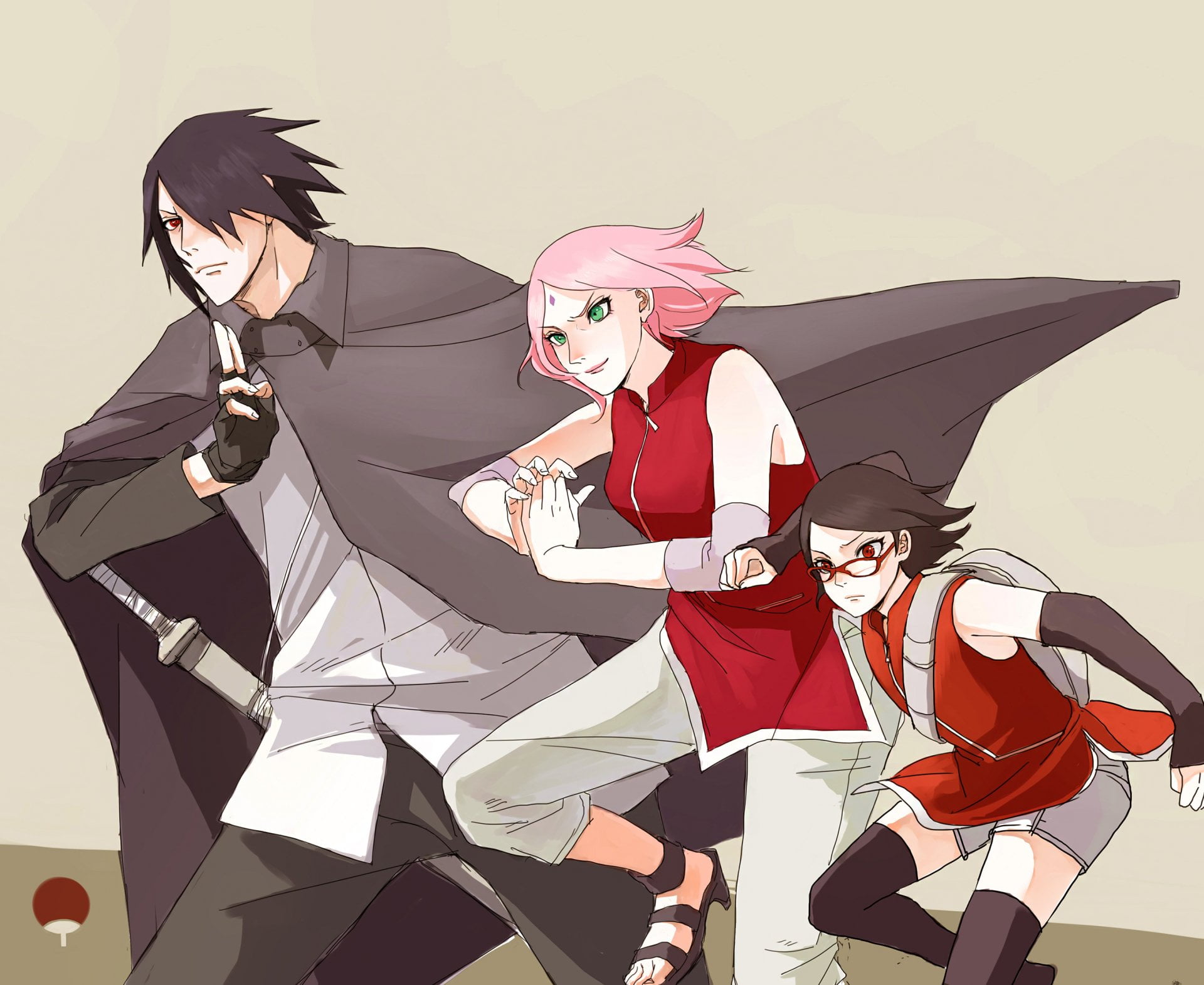  lifestyles, sakura, sarada, women, females, sunlight, Anime, people, adult, creativity, real people, front view, sasuke, Naruto, clothing, Boruto: Naruto the Movie, HD Wallpaper