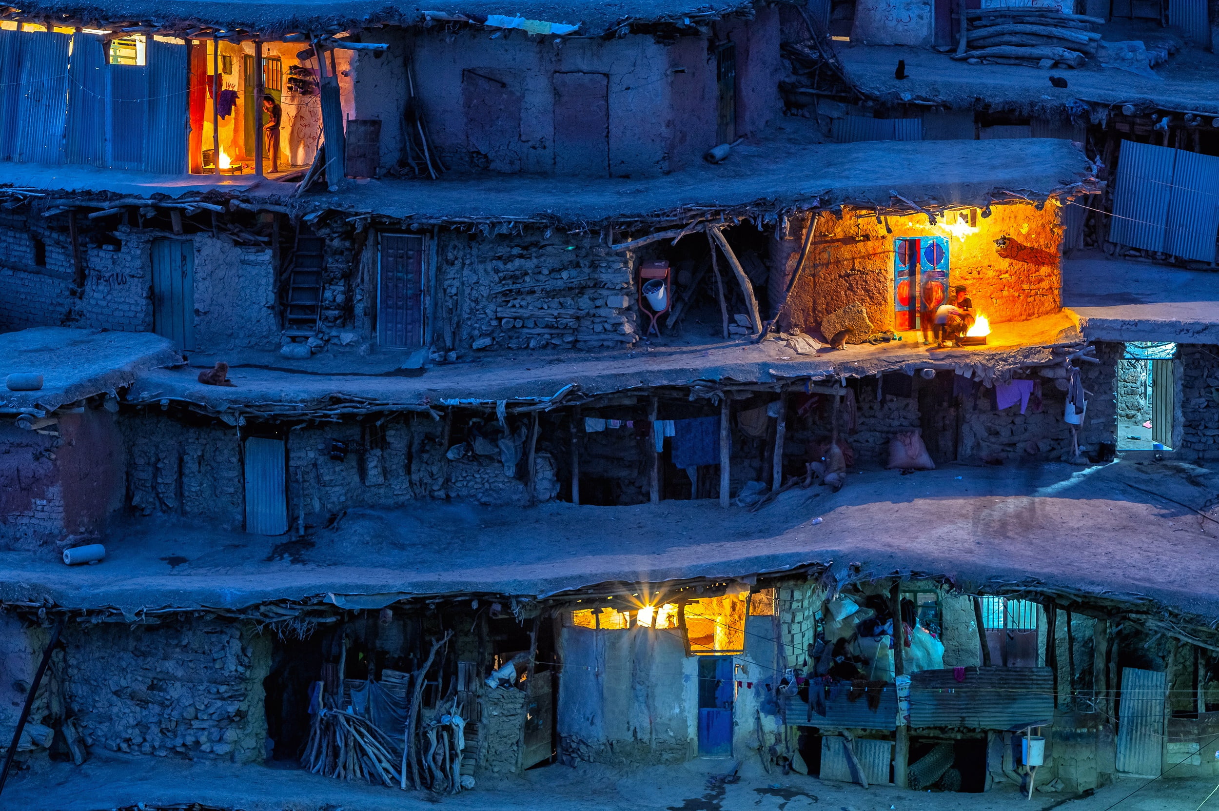 village, Sar Aqa Seyyed, houses, people, the evening, rural district Miankuh-e Moguyi, lights, night, Iran, 1080P, children, light, HD Wallpaper