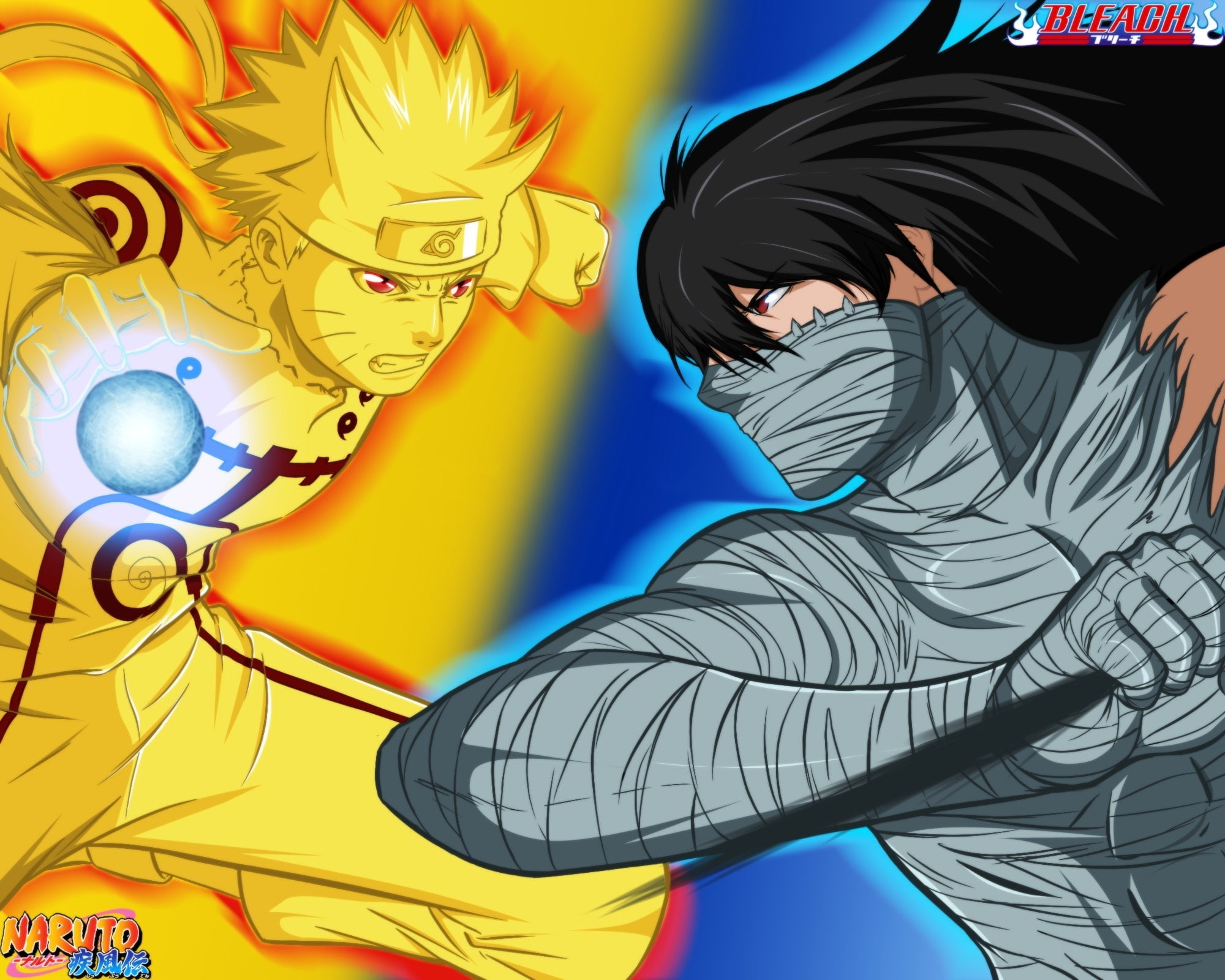 bleach, ichigo, naruto, 1080P, vs, HD Wallpaper