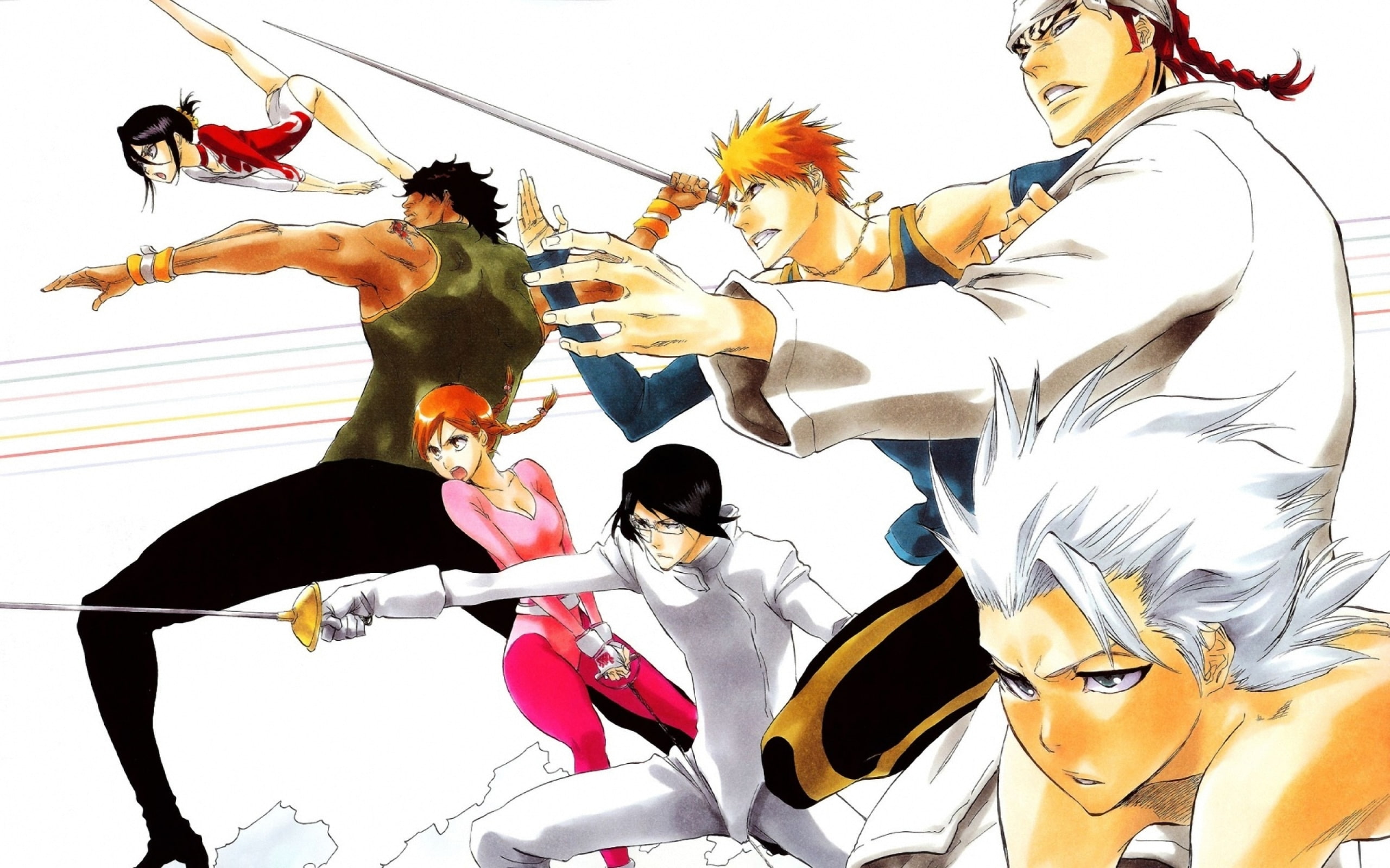 2K, Kuchiki Rukia, Uryuu Ishida, girls, Yasutora Sado, bleach, Orihime Inoue, Renji Abarai, Toushiro Hitsugaya, anime, guys, Ichigo Kurosaki, HD Wallpaper