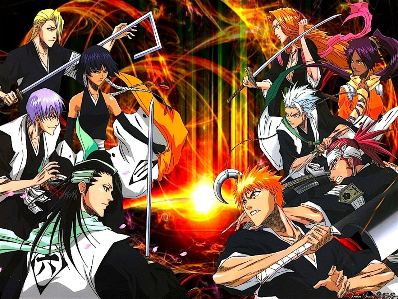 Gin Ichimaru, Yoruichi Shihôin, Izuru Kira, 720P, Ichigo Kurosaki, Renji Abarai, Tōshirō Hitsugaya, Rangiku Matsumoto, Bleach, Byakuya Kuchiki, Soifon, HD Wallpaper