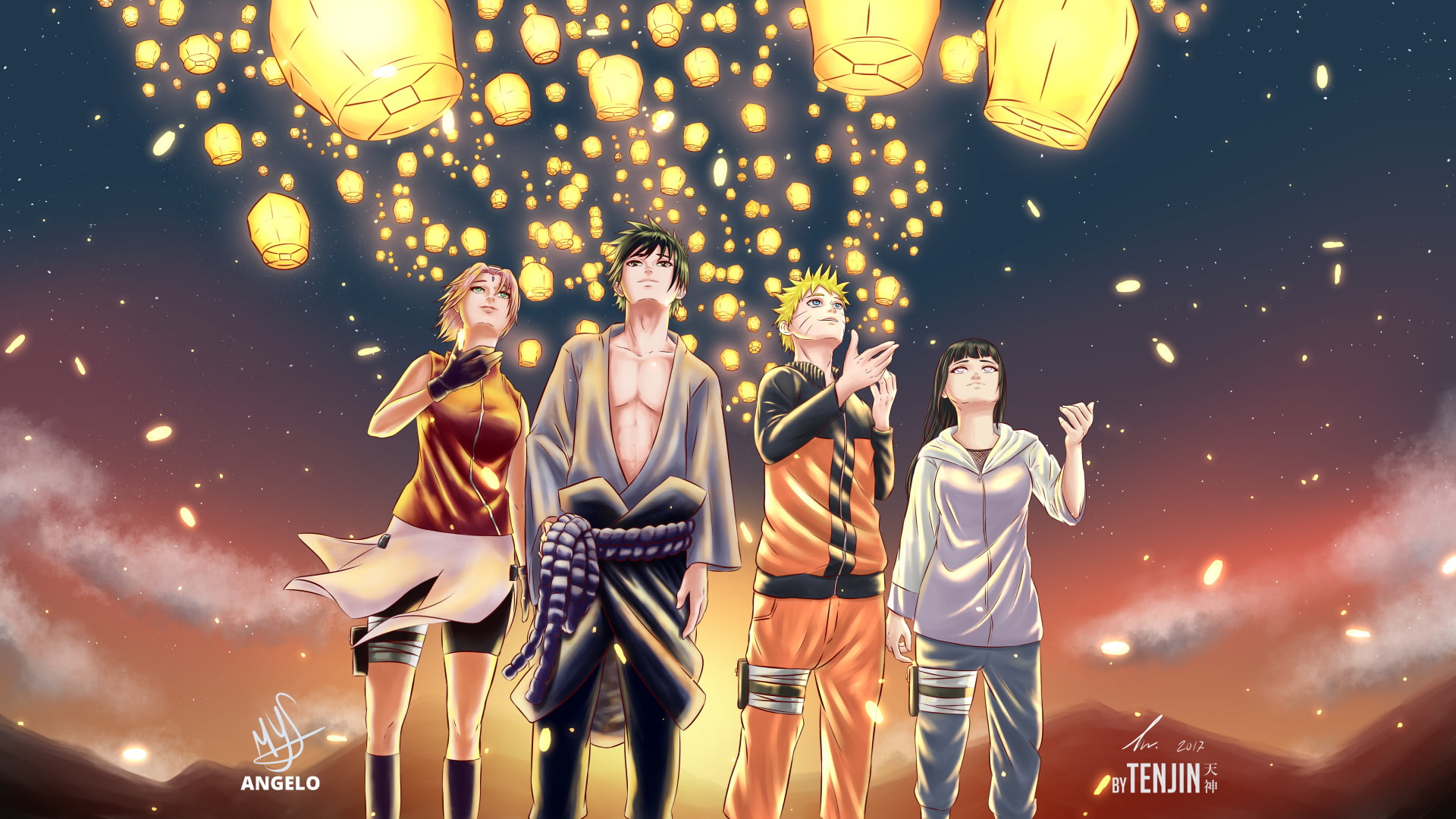 Naruto Uzumaki, Naruto, Hinata Hyūga, Sasuke Uchiha, Sakura Haruno, Anime, 1080P, HD Wallpaper