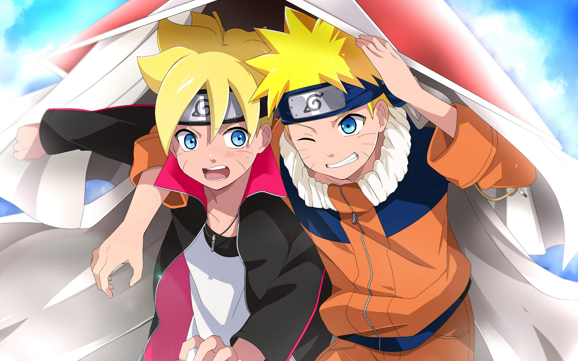 Boruto, leisure activity, male likeness, togetherness, naruto, emotion, front view, 1080P, real people, outdoors, multi colored, art and craft, HD Wallpaper