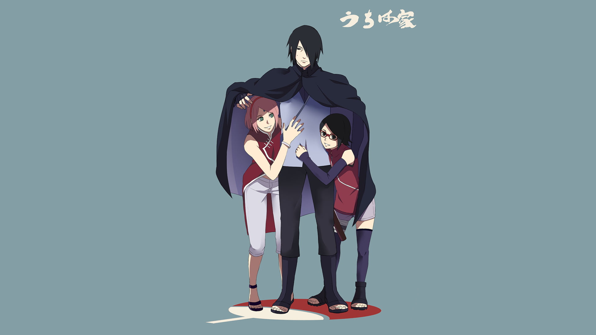 flower, males, clip, females, art, formalwear, adult, blue background, standing, colored background, sasuke, uchiha, Sakura Haruno, people, full length, HD Wallpaper