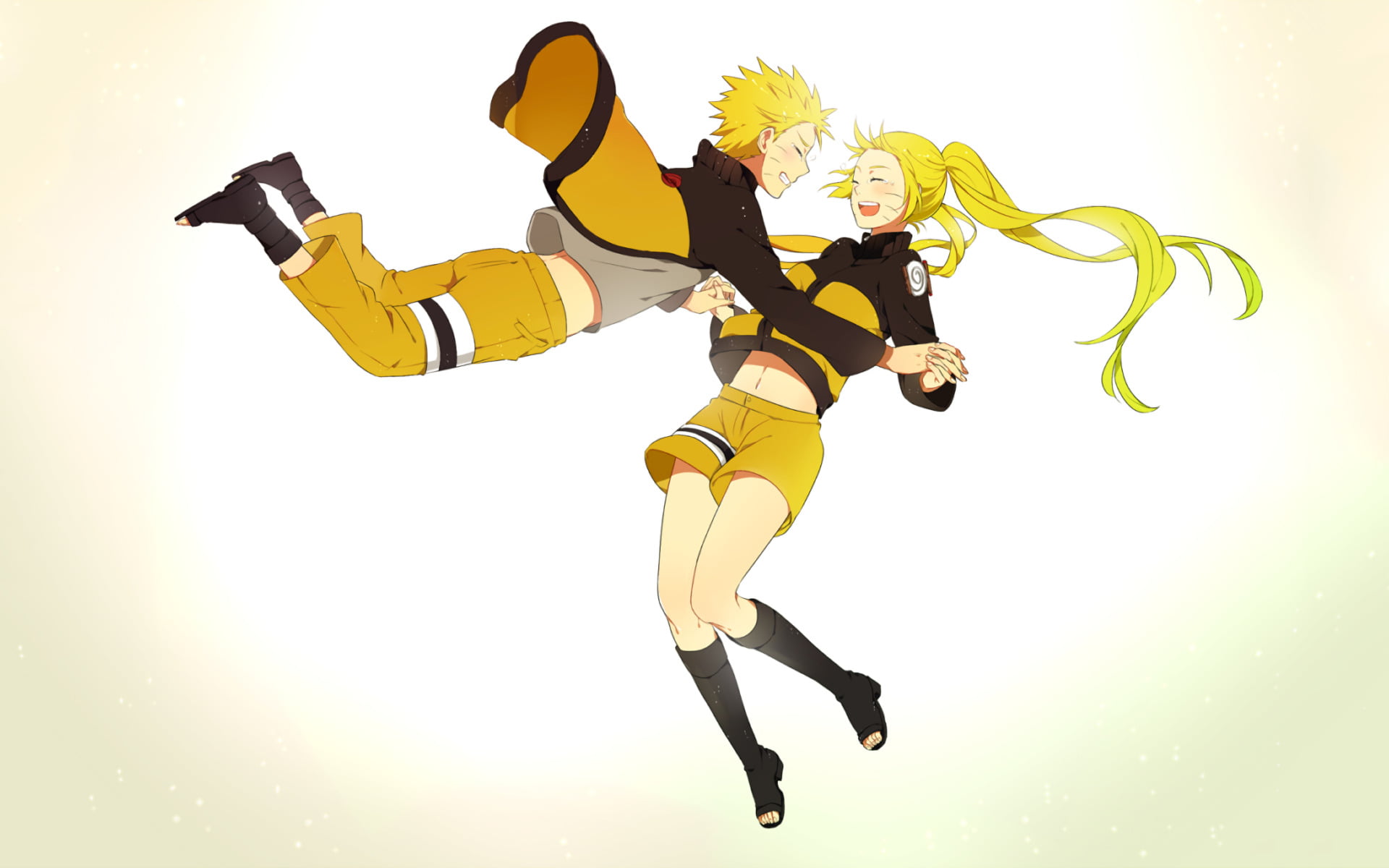 mid-air, lifestyles, excitement, young adult, Naruto, sky, vitality, full length, low angle view, enjoyment, Naruko Uzumaki, fun, clothing, jumping, motion, HD Wallpaper