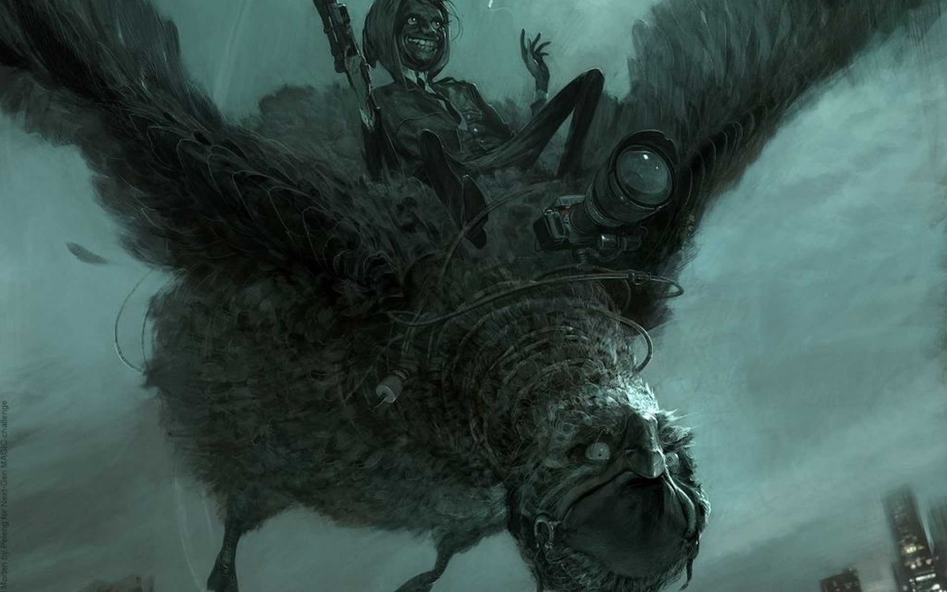fantasy, spooky, creatures, art, fly, flight, creepy, 1080P, dark, monster, HD Wallpaper