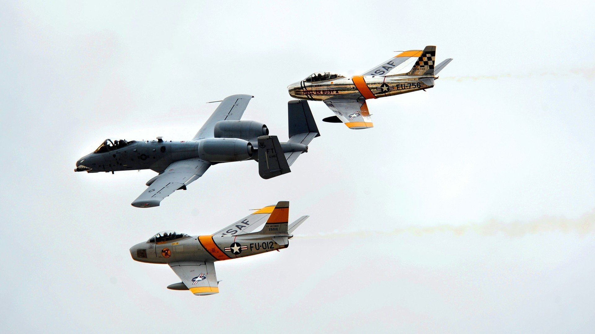 f 86, a 10, sabre, thunderbolt, aircraft, 1080P, HD Wallpaper