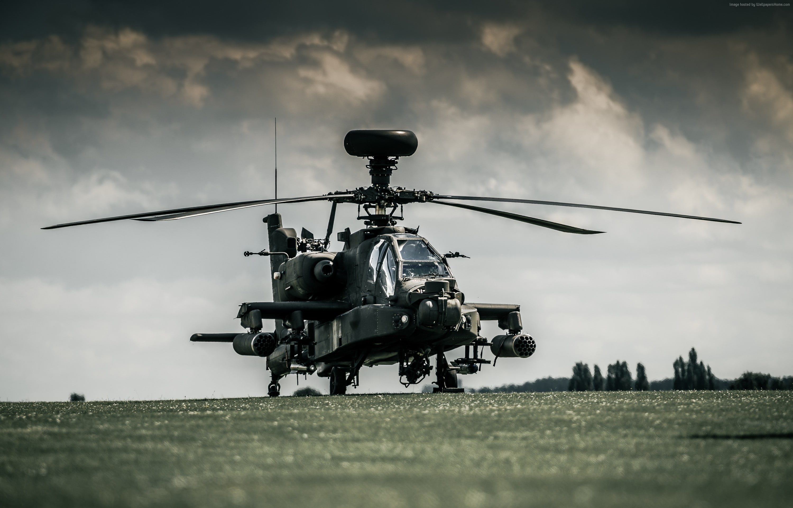 Royal Air Force, 2K, dark sky, AH-64D Apache, attack helicopter, HD Wallpaper