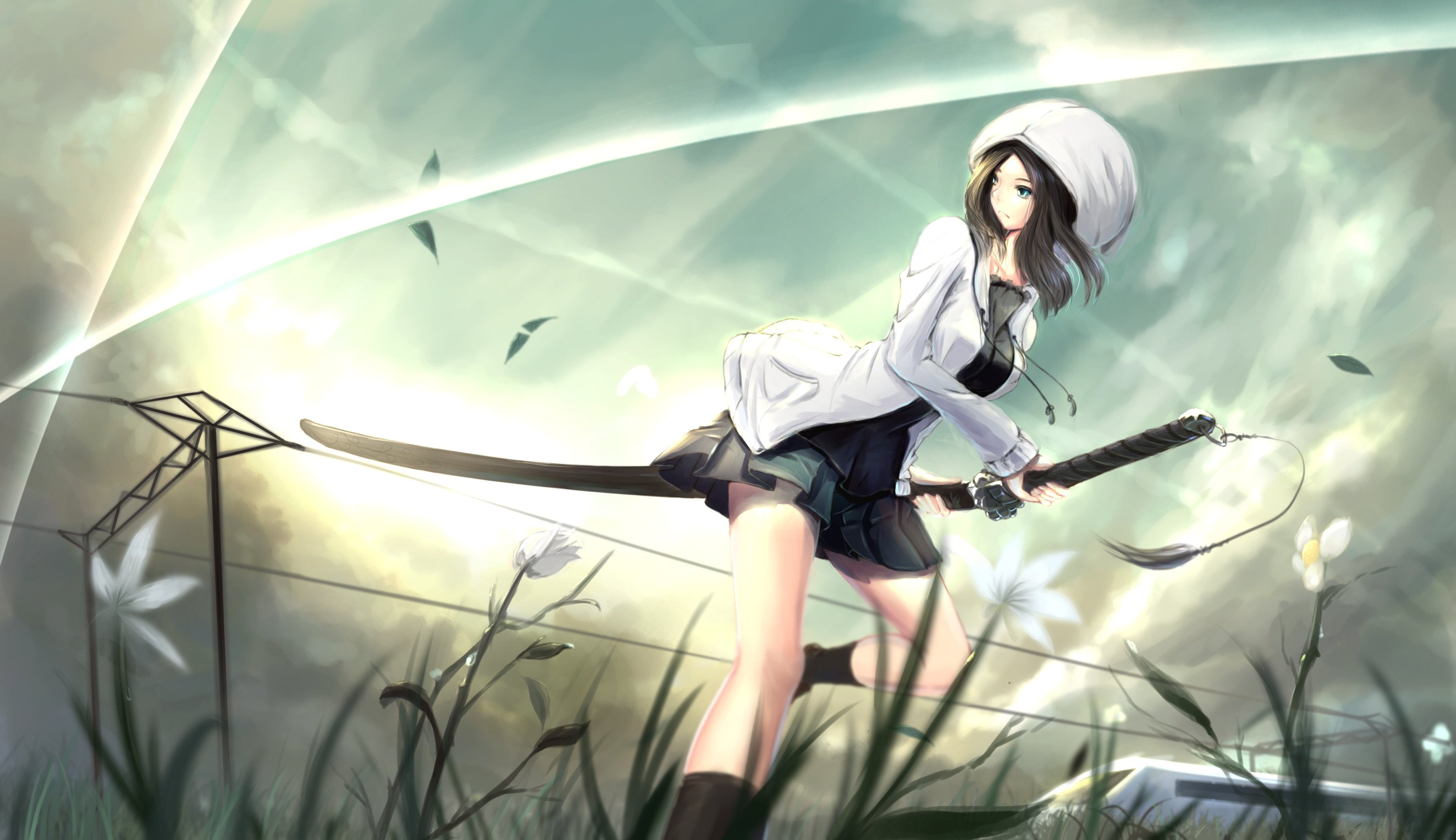 battles, anime, girls, original, kikivi, 2K, sabre, HD Wallpaper