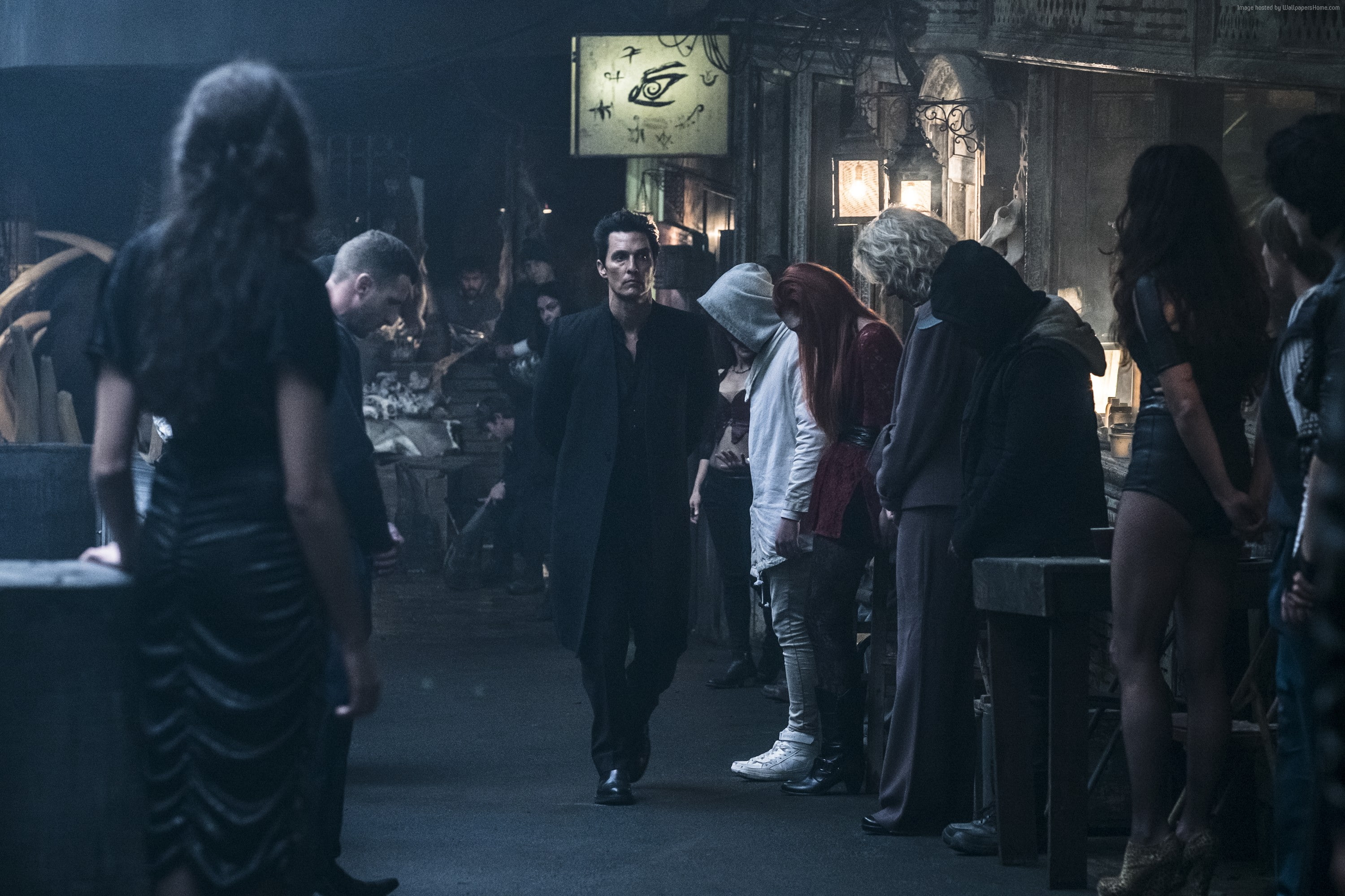 The Dark Tower, large group of people, building exterior, adult, women, crowd, Matthew McConaughey, text, lifestyles, walking, best movies, architecture, HD Wallpaper