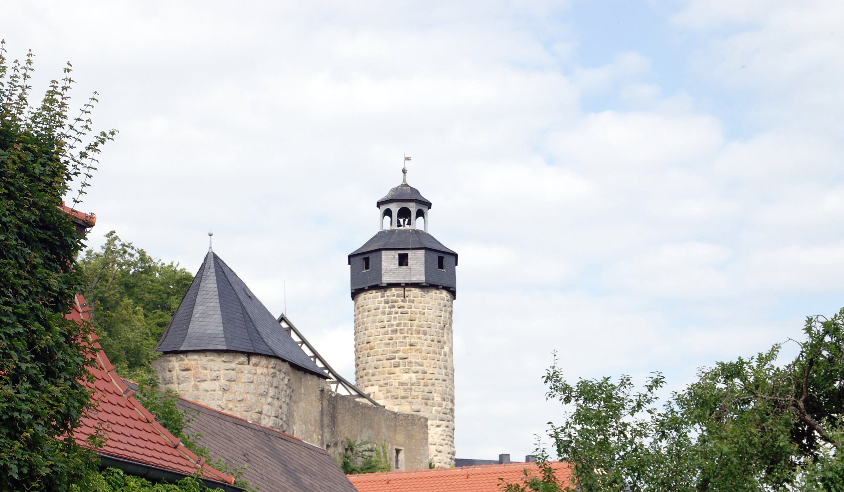 plant, built structure, building, tower, clouds, travel destinations, 2K, trees, burgruine, building exterior, spirituality, wildungen, famous Place, fortress, HD Wallpaper