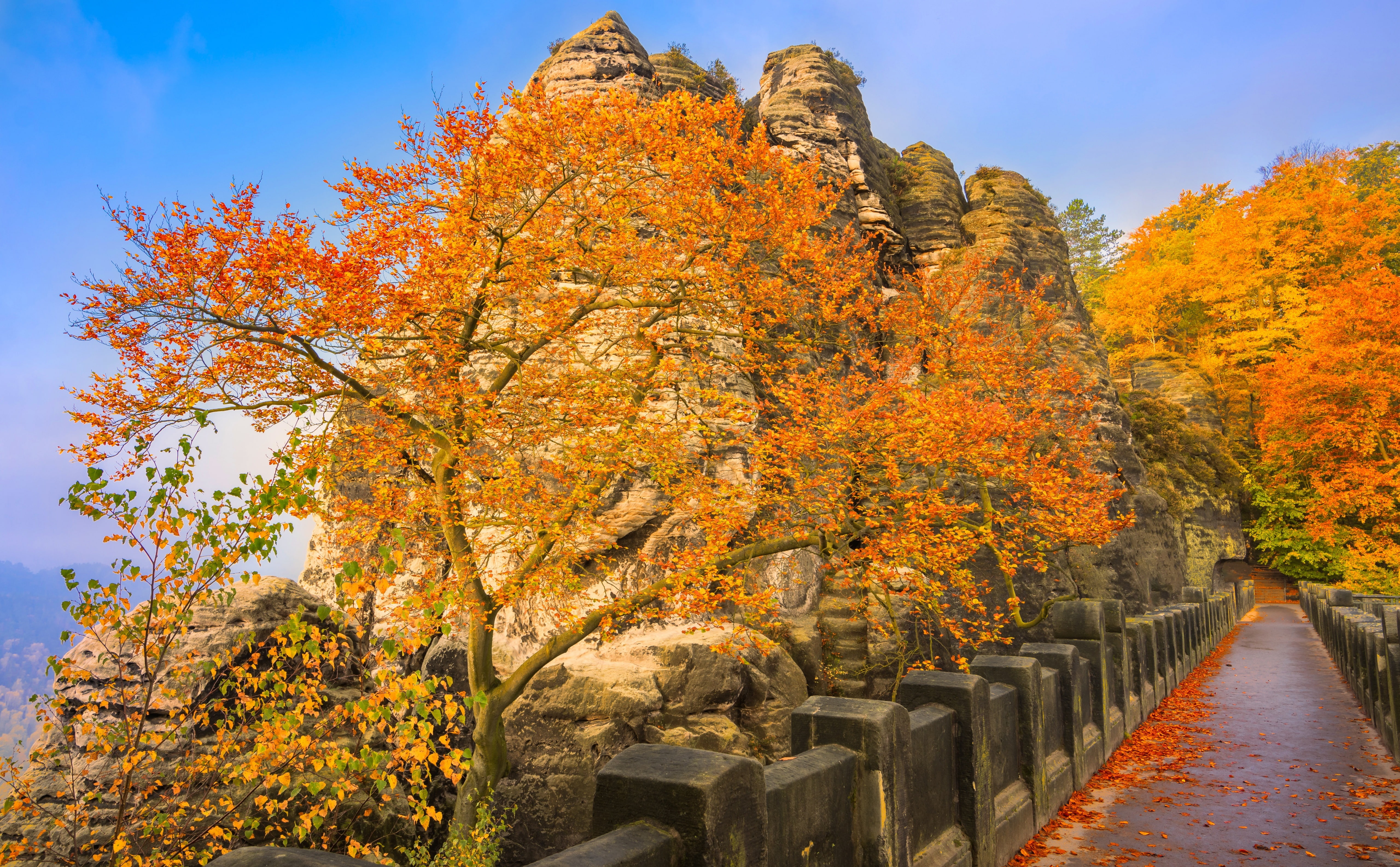 Travel, bridge, Fall, Yellow, Autumn, Photo, architecture, Mountains, Trees, visit, autumn collection, autumncolors, scenics - nature, Scenery, Seasons, HD Wallpaper