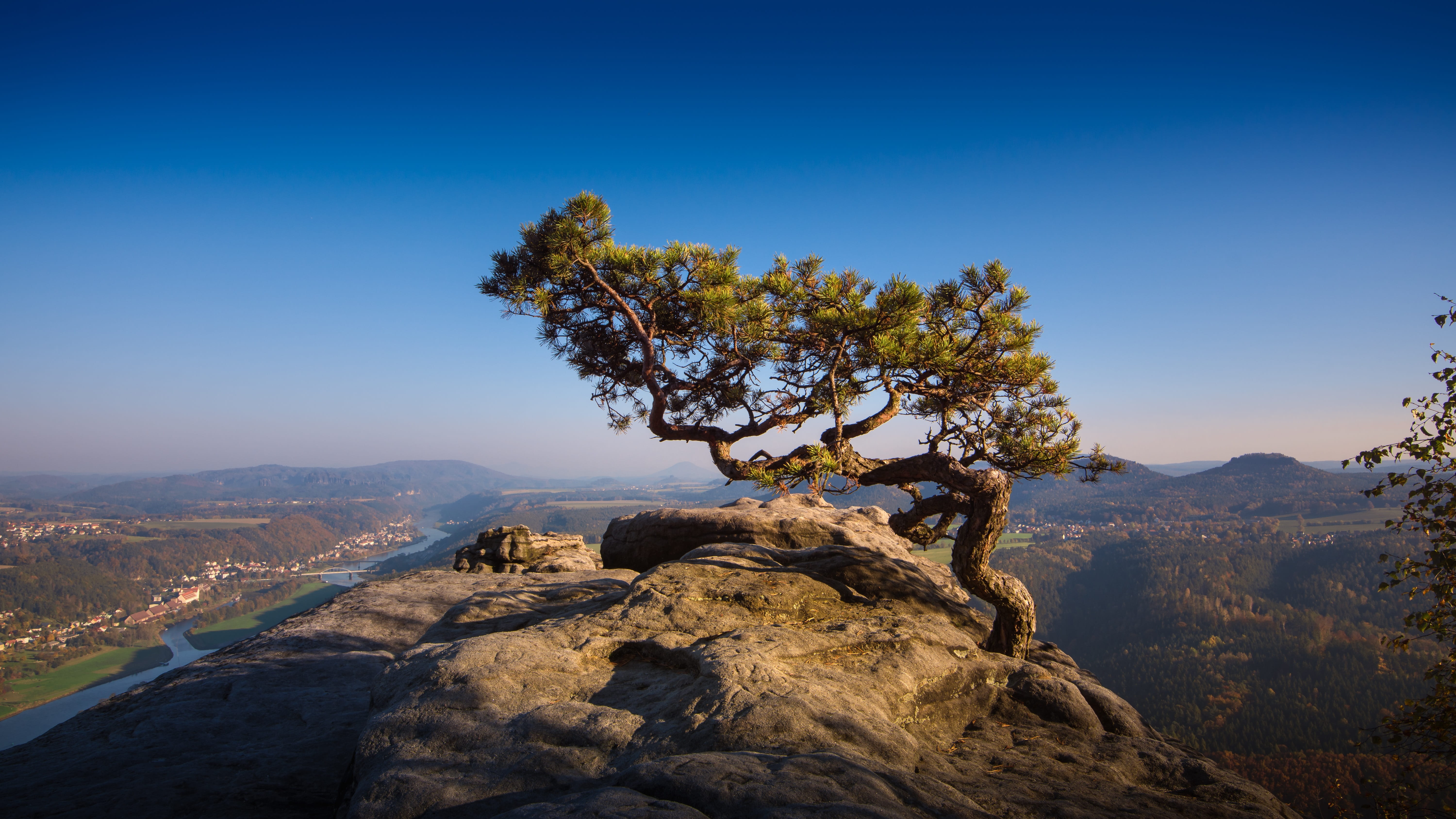 land, sky, nature, lily stone, mountain, travel, green, scenics - nature, rathen, outdoors, 5K, nature conservation, tranquil scene, tranquility, coniferous tree, HD Wallpaper