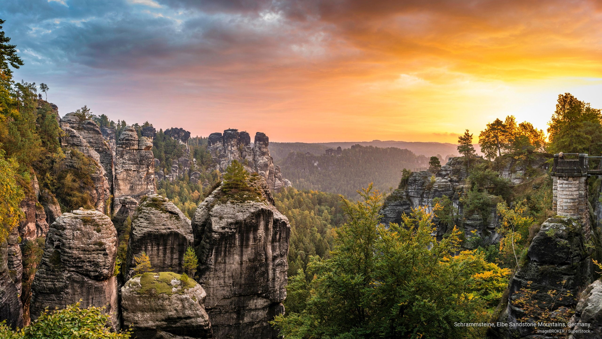 2K, schrammsteine, elbe, mountains, sandstone, Sunrises/Sunsets, germany, HD Wallpaper