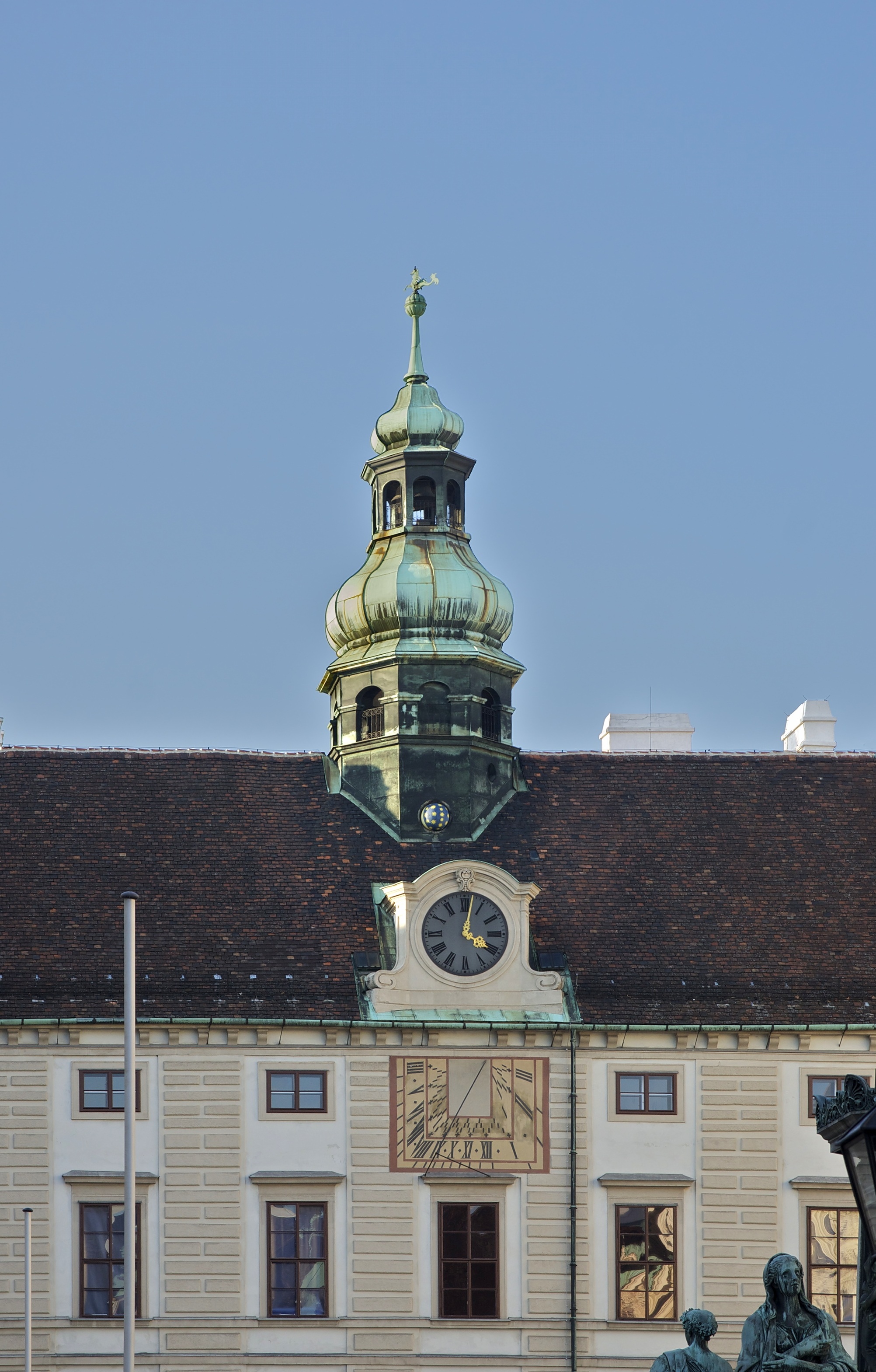 clock, outdoors, building exterior, hofburg, clear sky, day, landmark, astronomical, travel destinations, vienna, clocktower, belief, building, window, Phone HD Wallpaper
