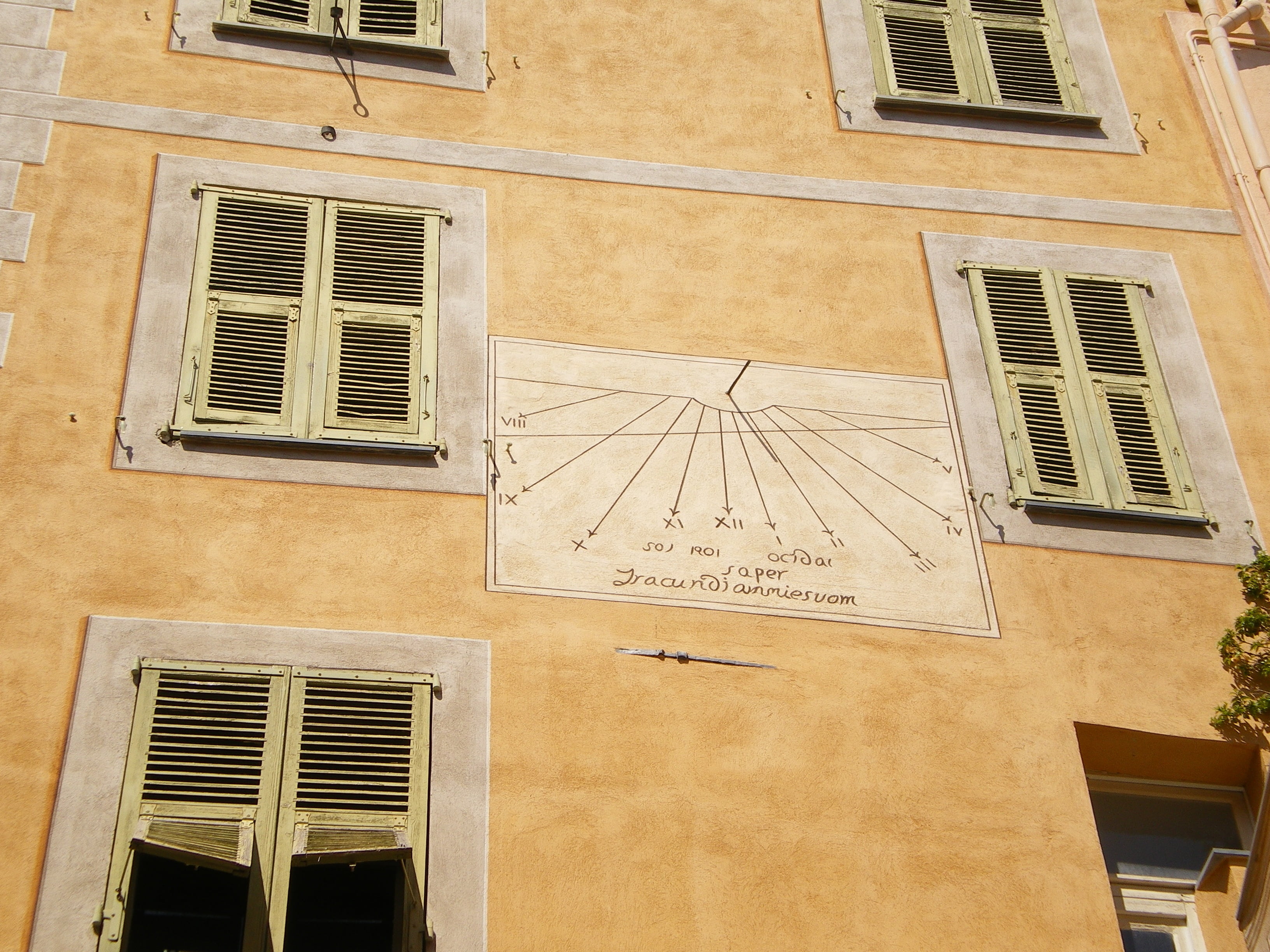 roquebrune, day, residential district, sundial, glass, color, facade, france, yellow, outdoors, italy, sunlight, built structure, window, house, closed, HD Wallpaper