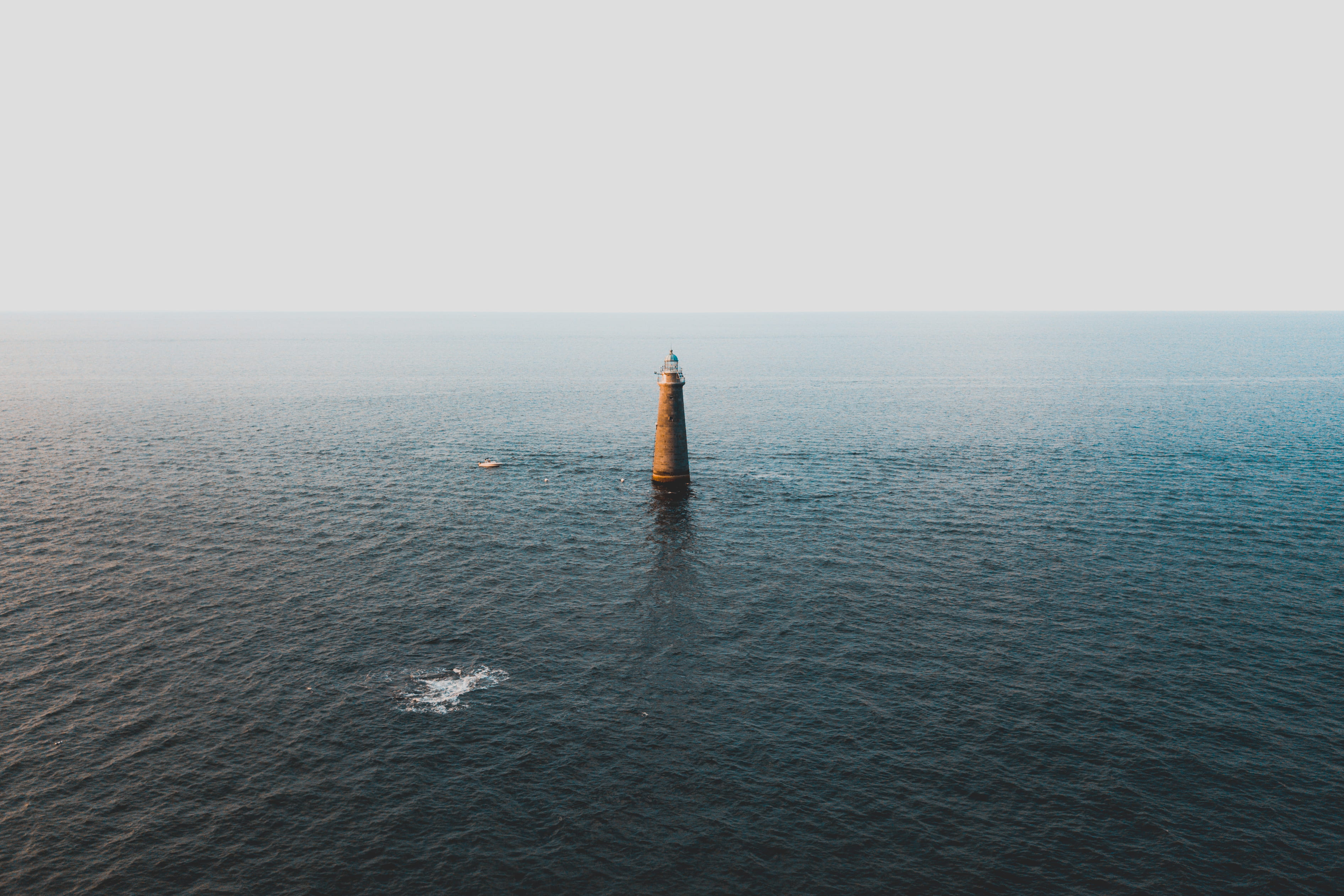 2K, tranquility, day, sea, water, architecture, sky, tranquil scene, rock, surrounded, structure, clear sky, guidance, brown, scenics - nature, ocean, HD Wallpaper