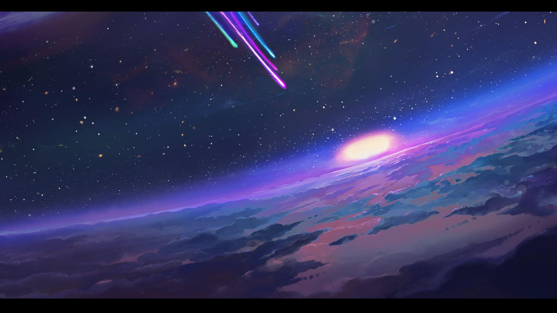tranquil scene, tranquility, scenics - nature, no people, multi colored, 1080P, low angle view, night, cloud - sky, blue, astronomy, auto post production filter, HD Wallpaper